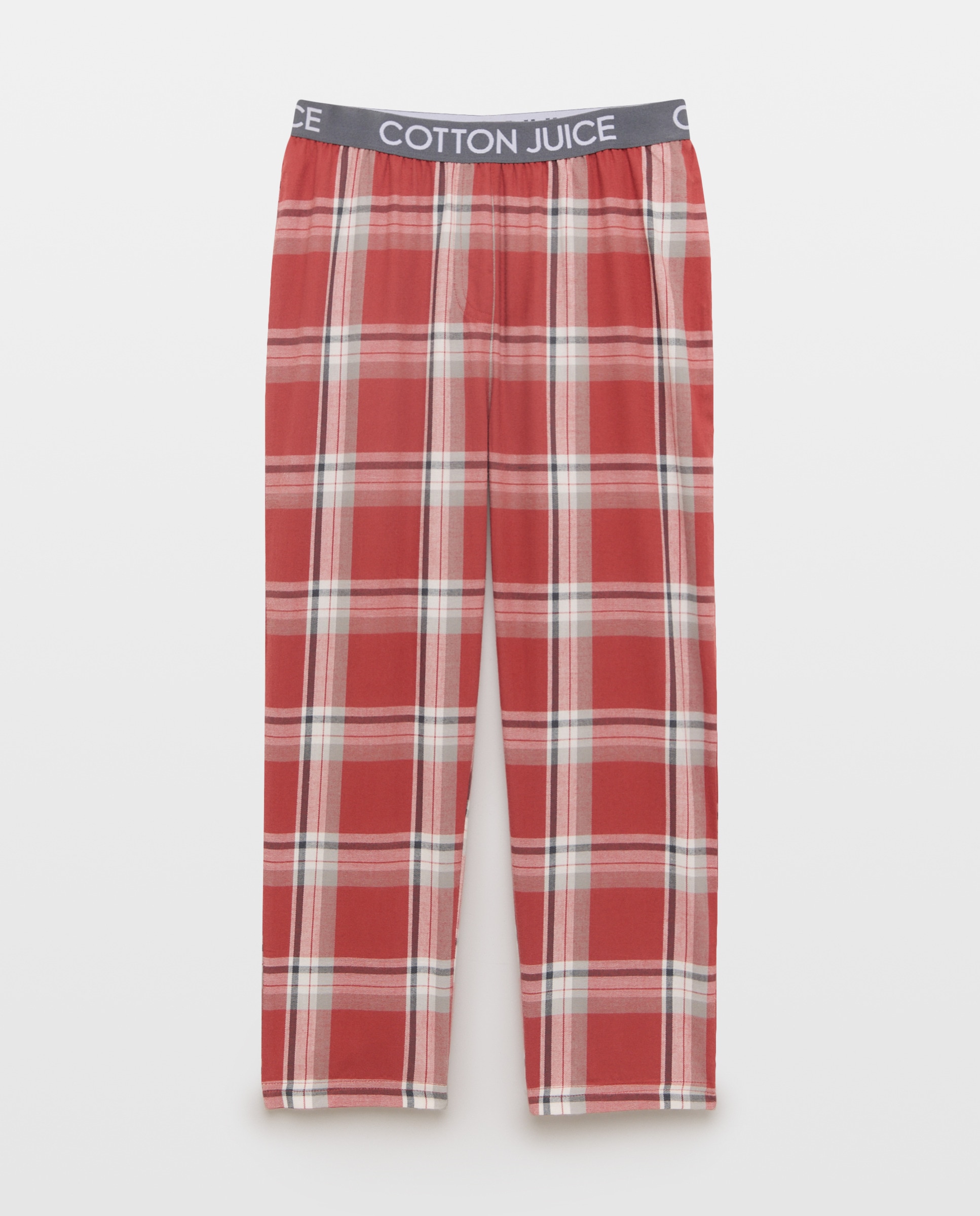 Calças aos Quadrados Cotton Juice Vermelho-4
