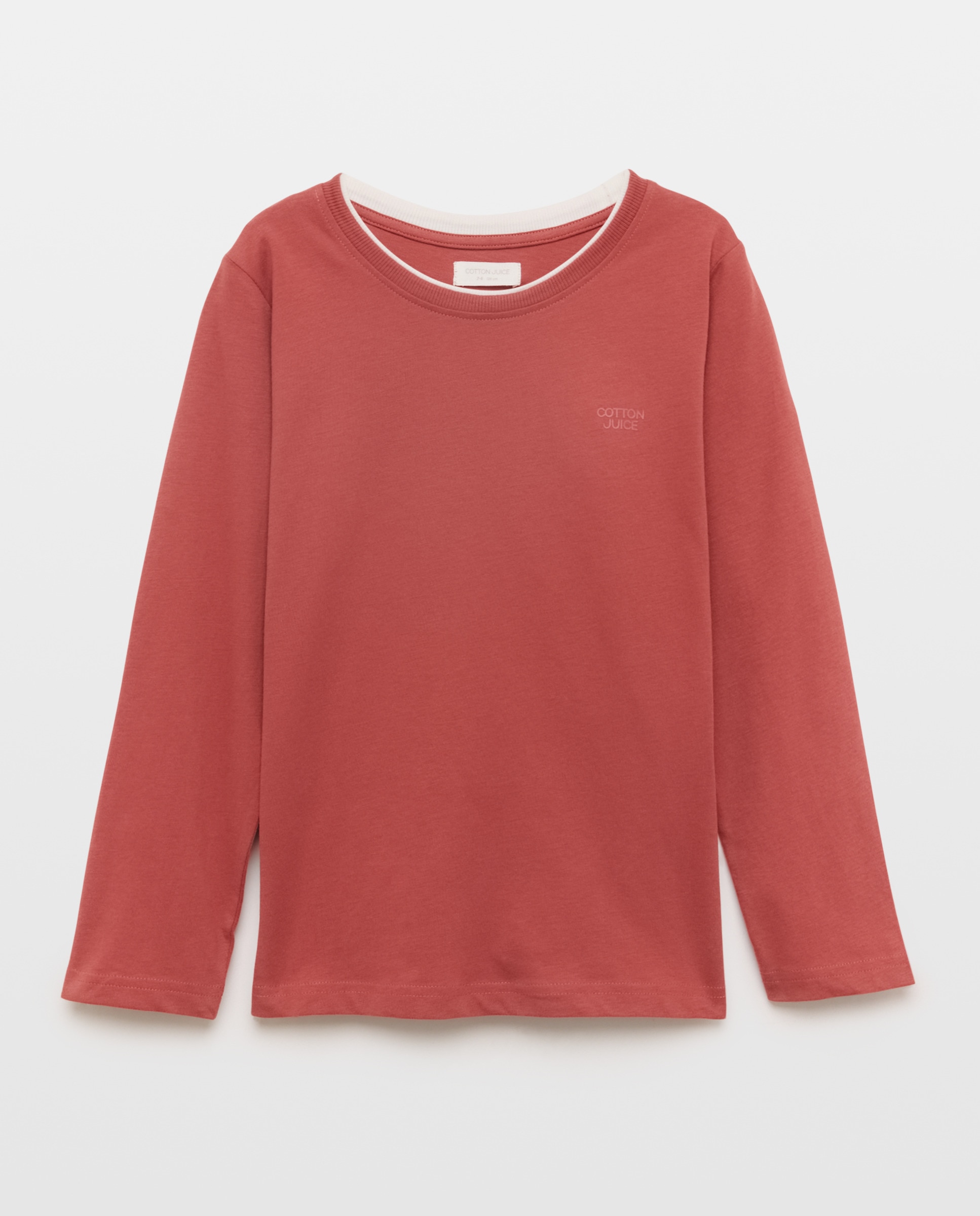 Camisola com manga comprida e contrastes Cotton Juice 630 Coral-4