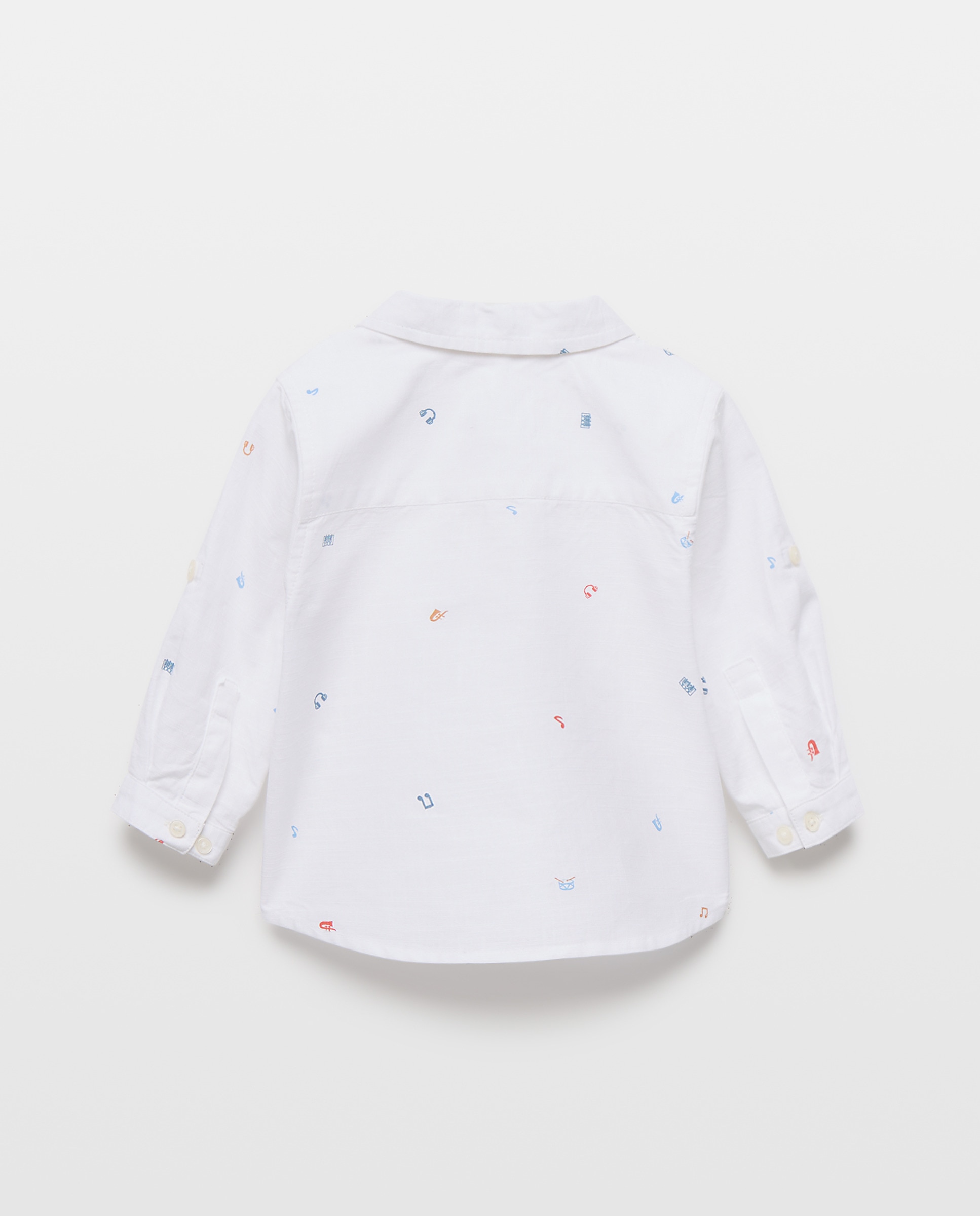 Camisa de Algodão de Bebé com Manga Comprida e Colarinho de Camisa Baby El Corte Inglés Branco-2