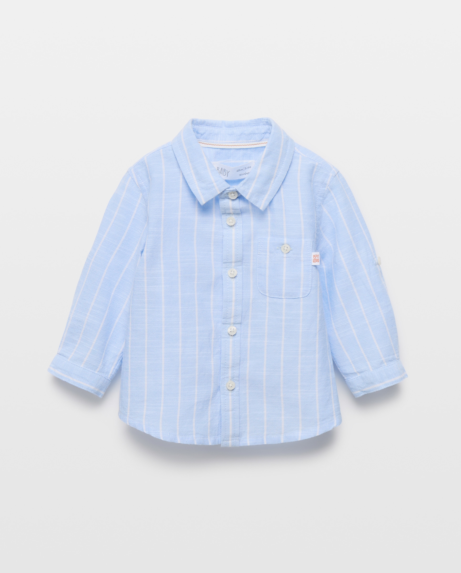 Camisa de Algodão de Bebé com Manga Comprida e Colarinho de Camisa Baby El Corte Inglés Azul-1