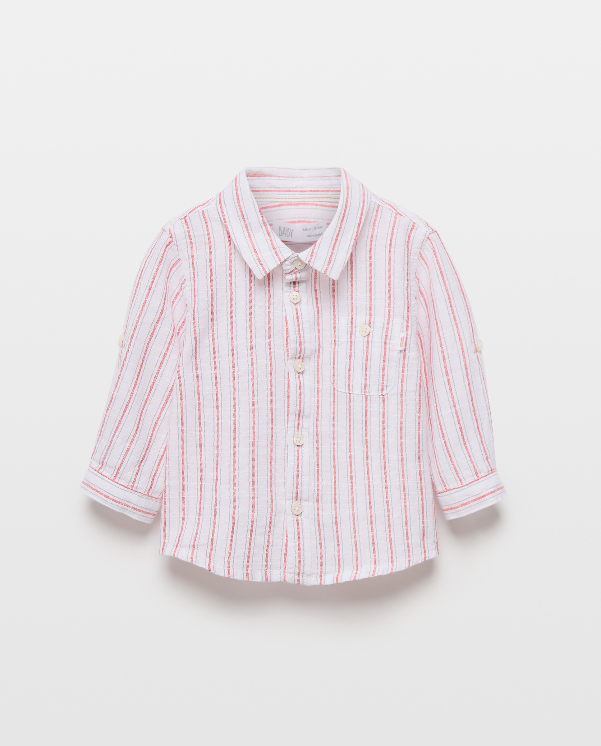 Imagem 0 de Camisa de Algodão de Bebé com Manga Comprida e Colarinho de Camisa