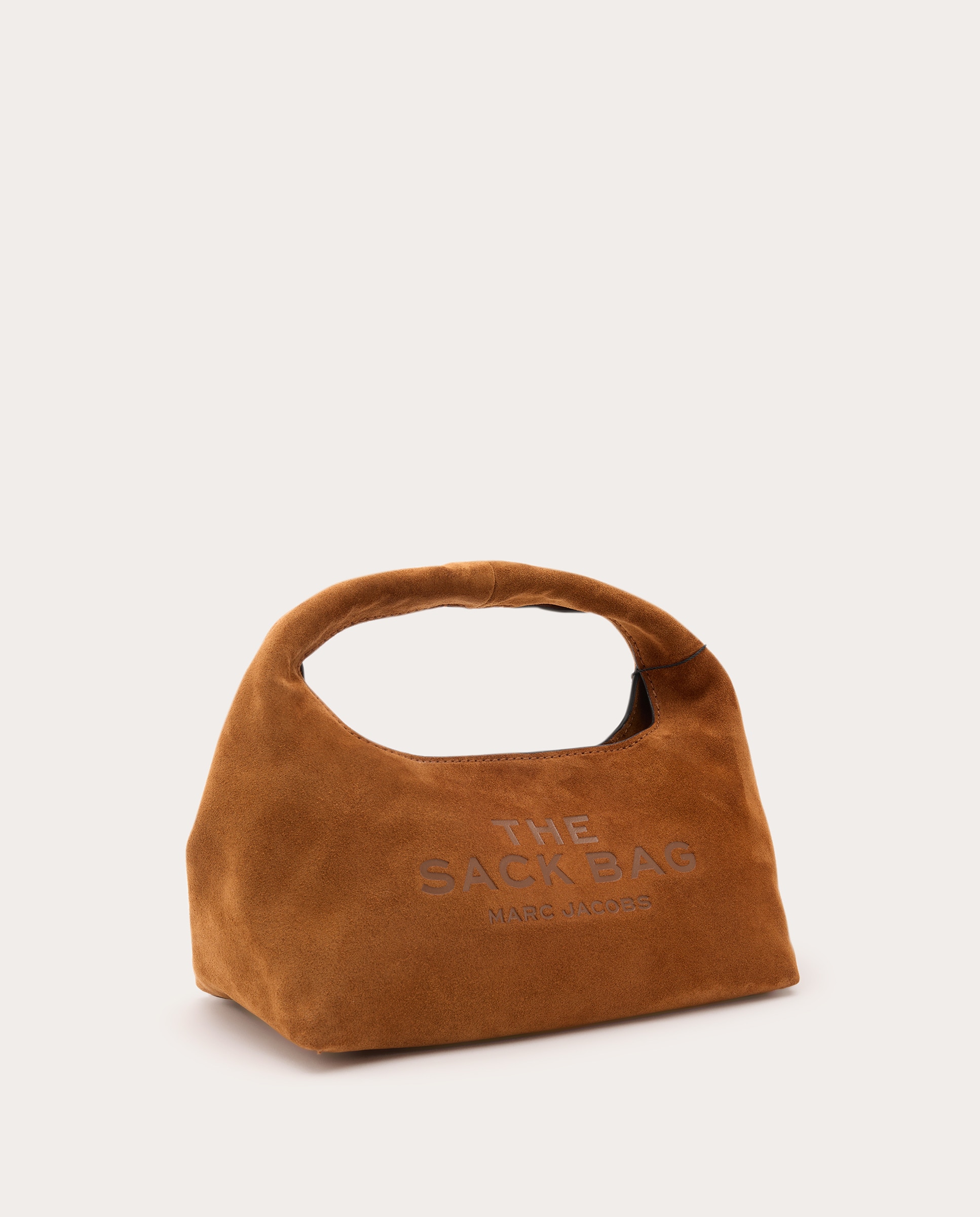 Mala de Ombro Mini The Sack de Camurça Castanho-claro-3