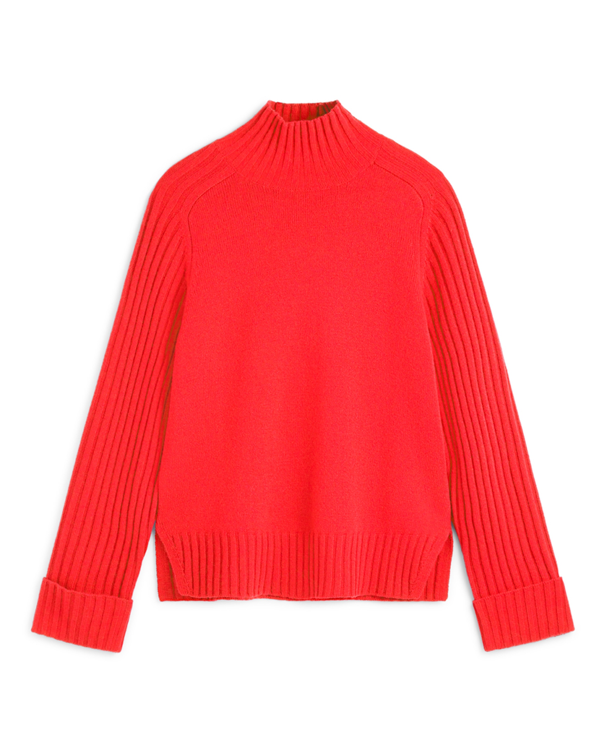 Imagen 0 de Jersey de punto con cuello alto, detalles acanalados y manga larga.