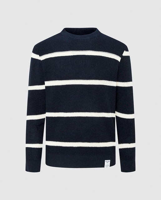 Imagen 0 de Jersey de hombre a rayas con punto musgo