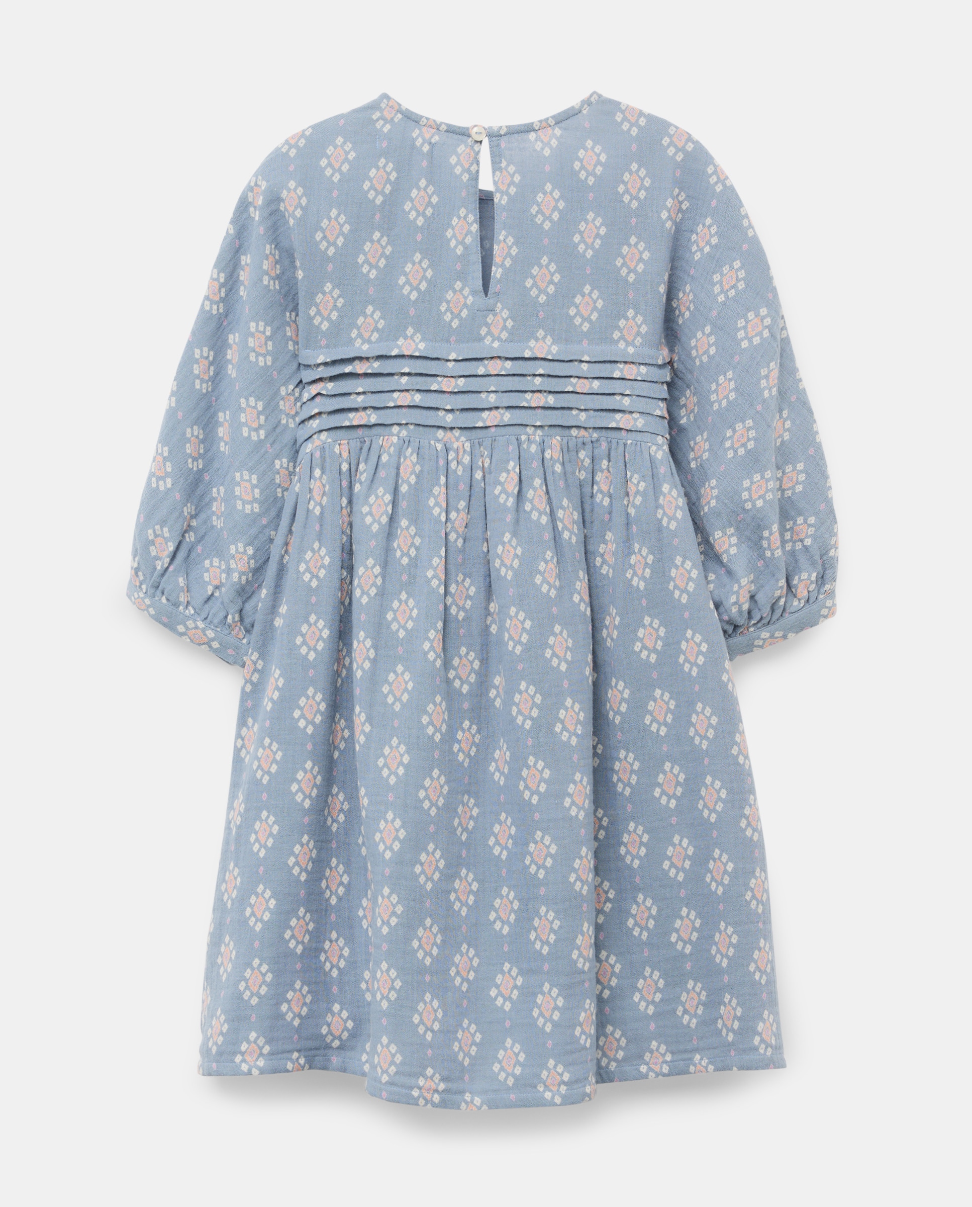 Vestido niña de doble gasa estampado Azul pálido-2