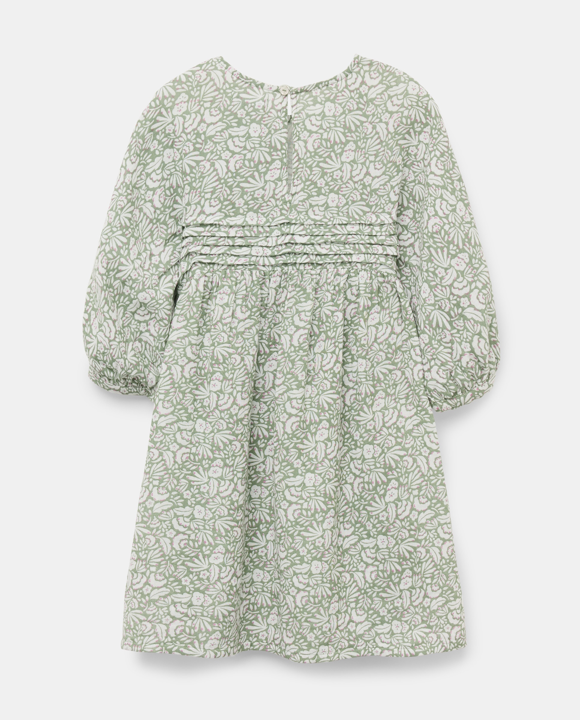 Vestido niña de doble gasa estampado 530 Verde oscuro-2