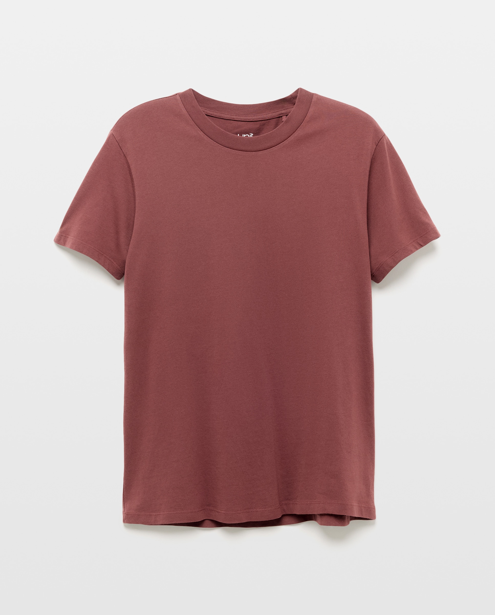 Camiseta de hombre manga corta cuello caja lisa Burdeos-4