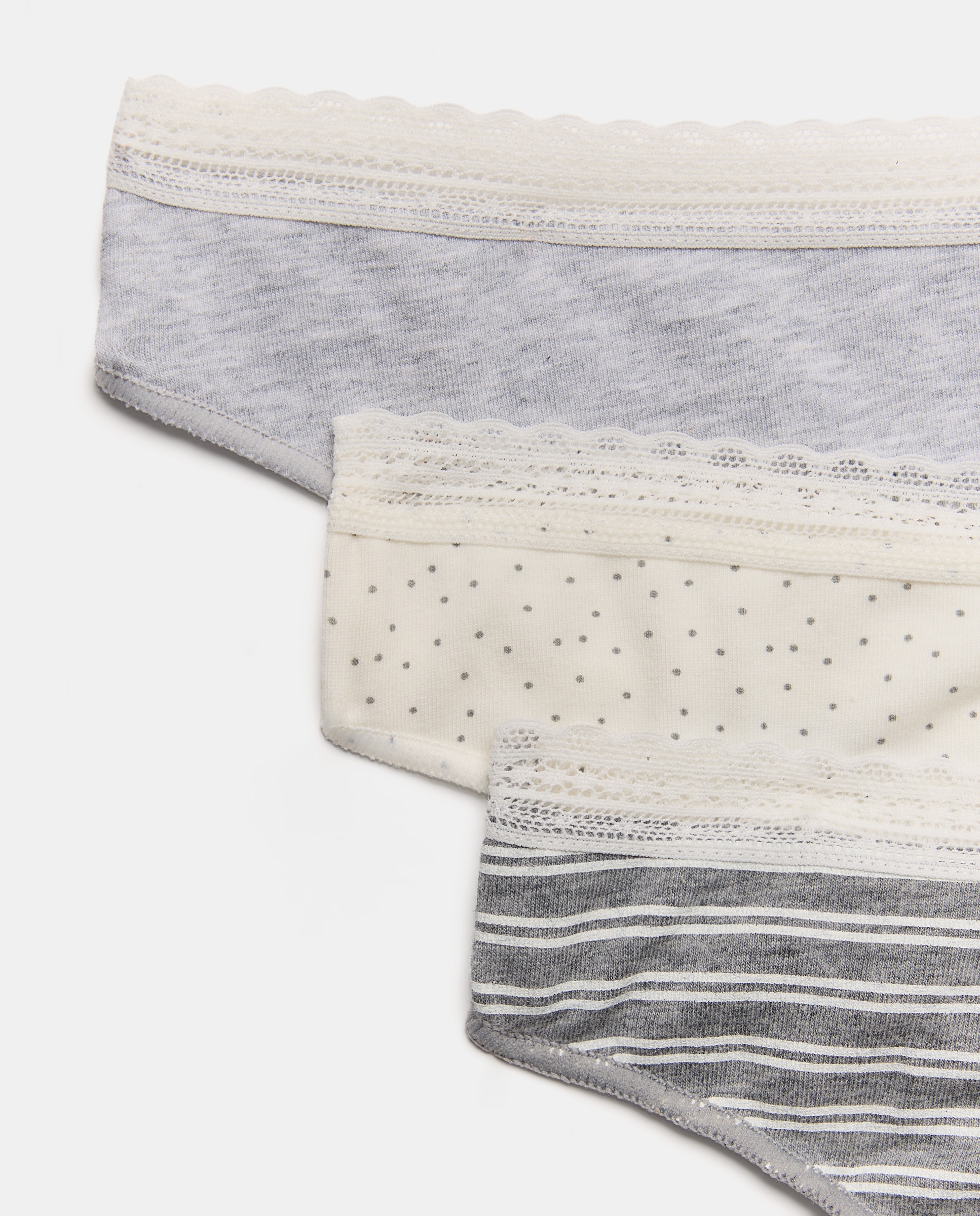 Pack de 3 Tangas com Detalhe de Elástico Branco-4