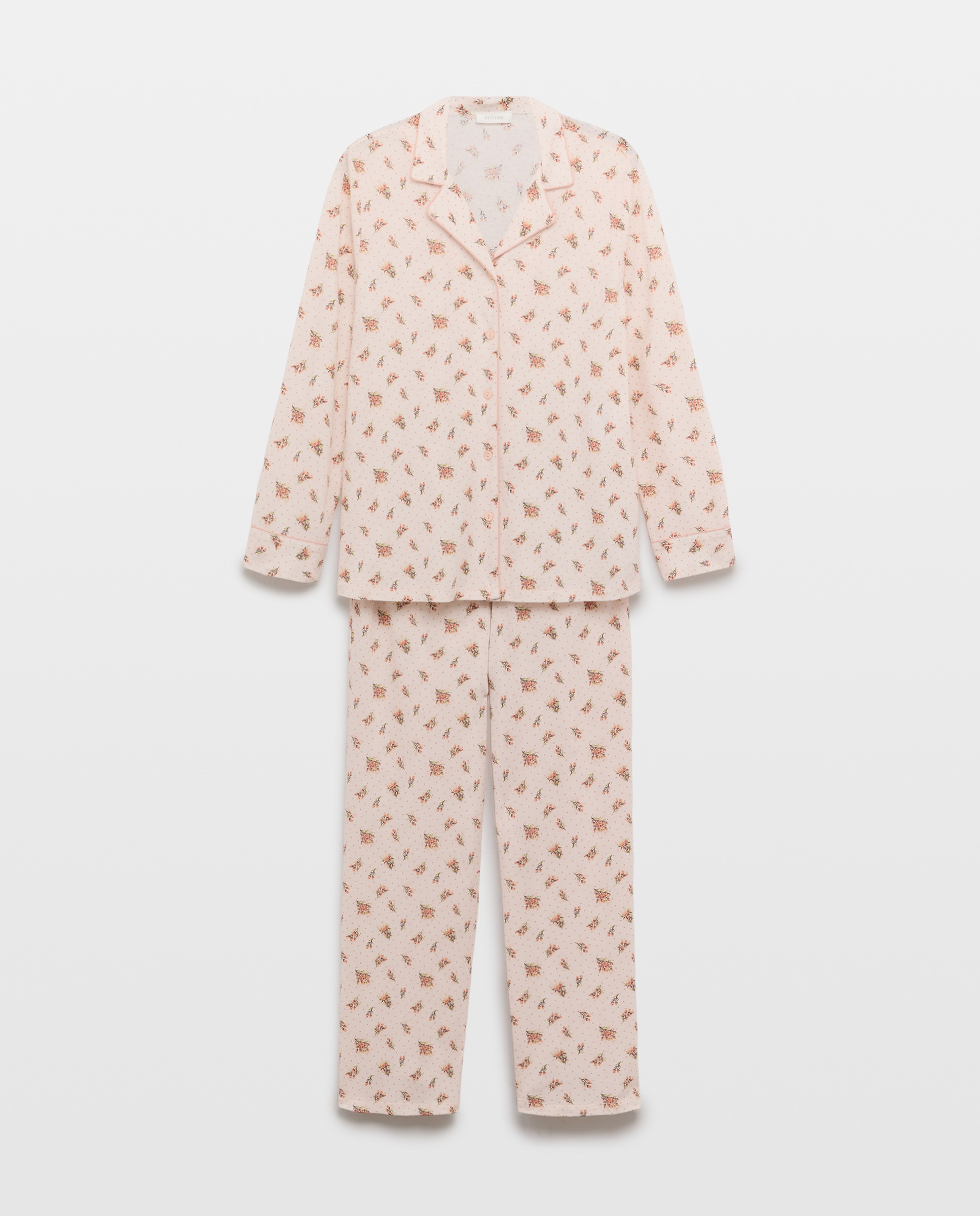 Pijama Camiseiro Estampado Rosa-1