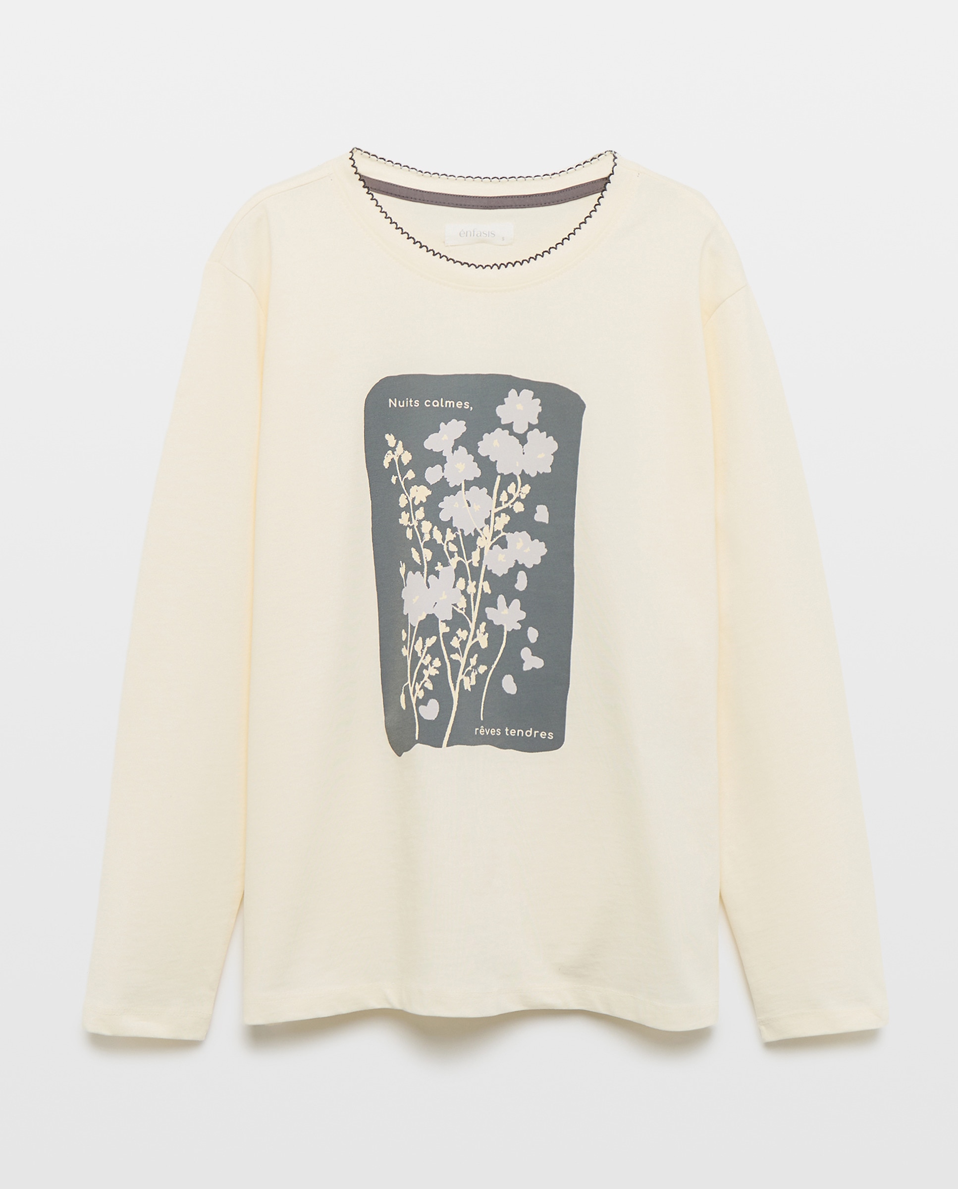 Camisola de Pijama com Detalhes de Piconela Rice Paper-4