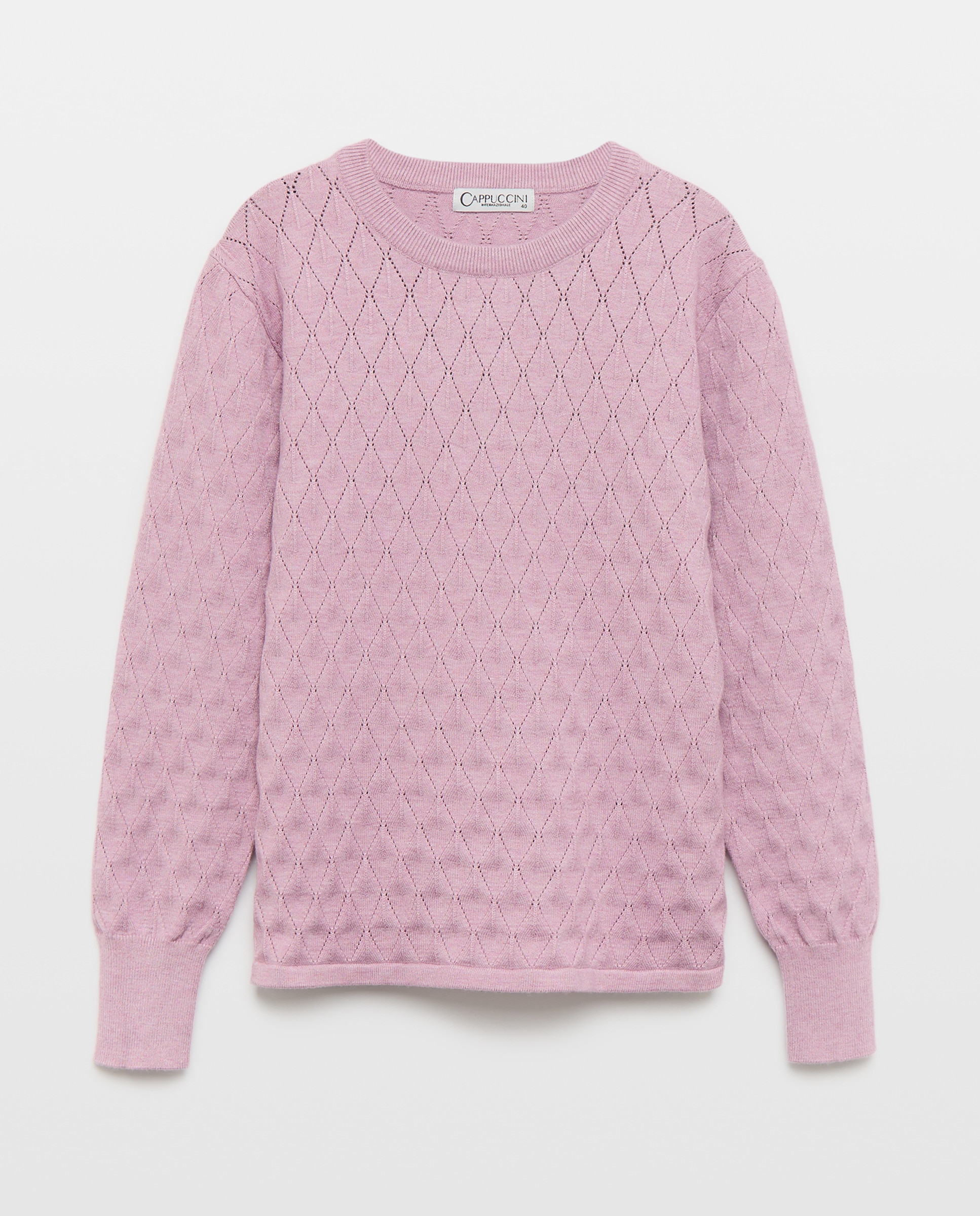 Camisola de malha lisa com manga comprida Lilás-4