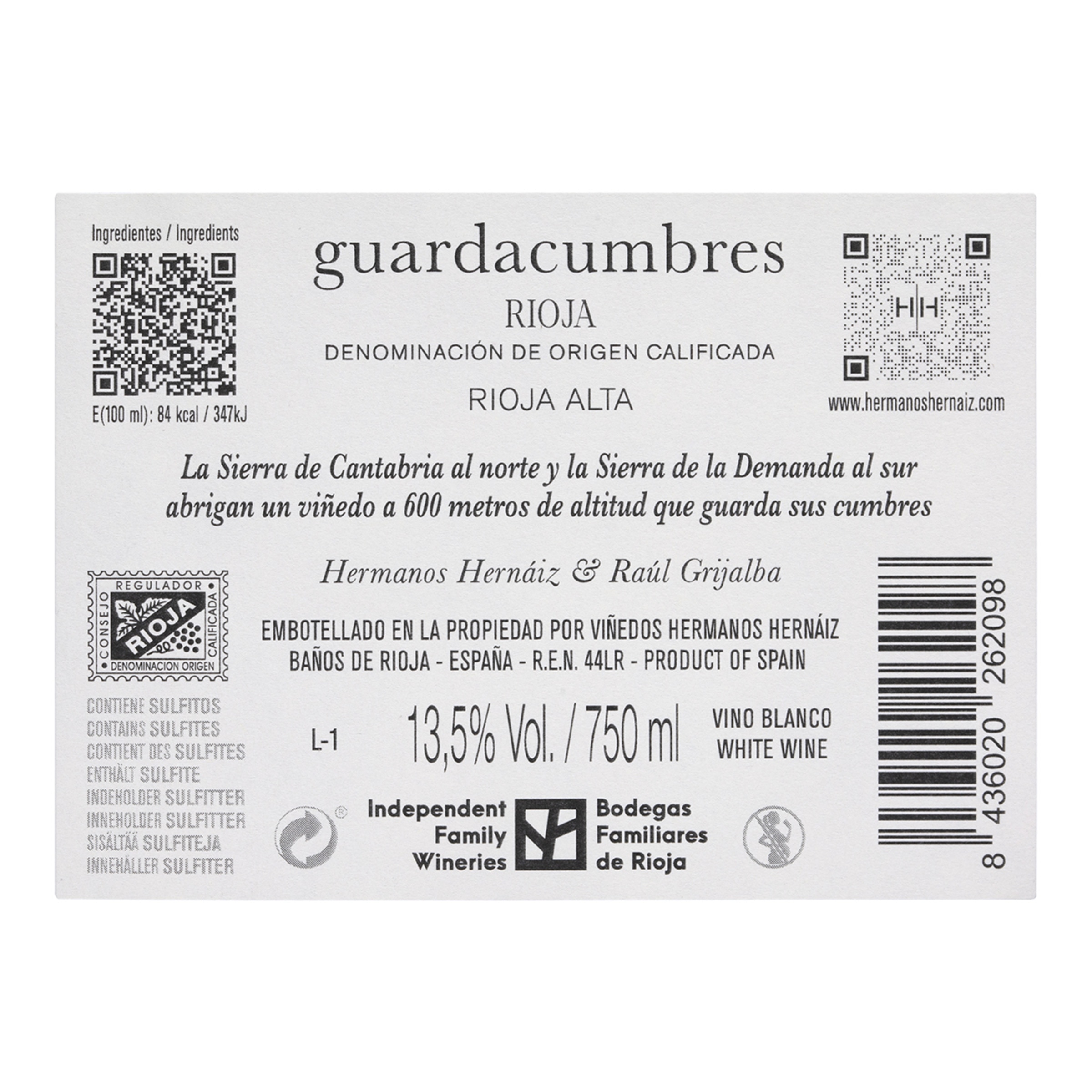 Vino blanco Guardacumbres Viura 2023 Rioja 2