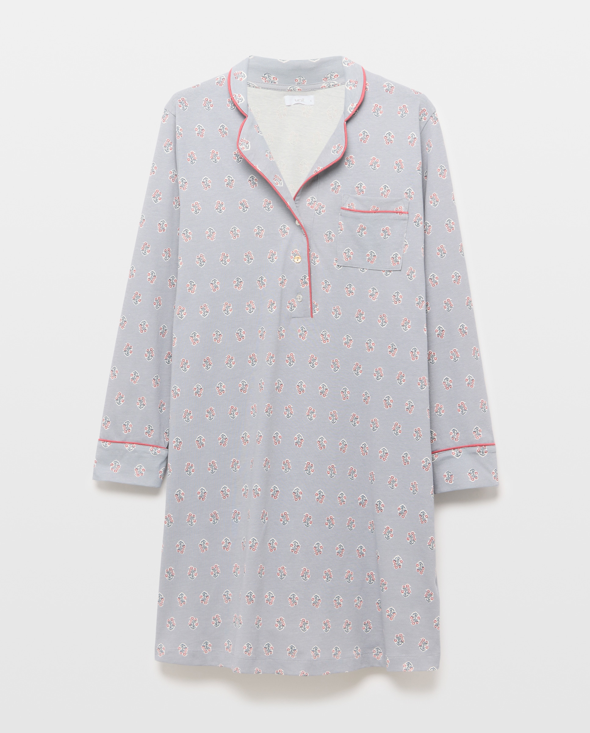 Camisón mujer solapa algodón 582 Verde agua-3