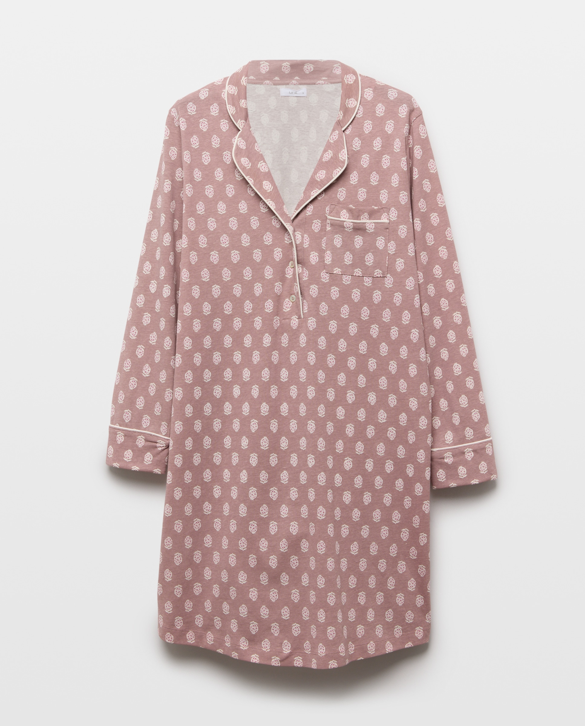 Camisón mujer solapa algodón 400 Azul-3