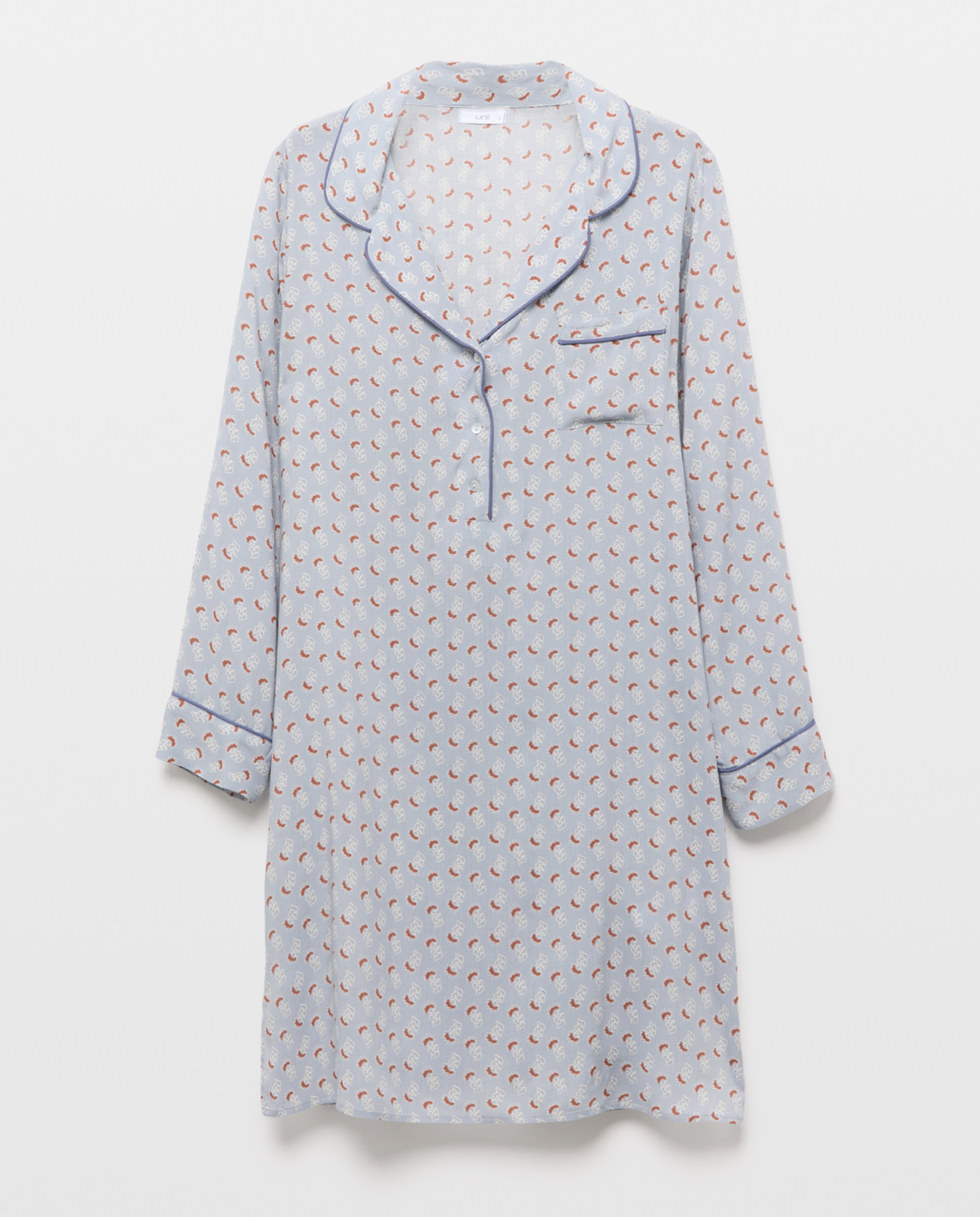Camisola mujer estampada manga larga 440 Azulón-3