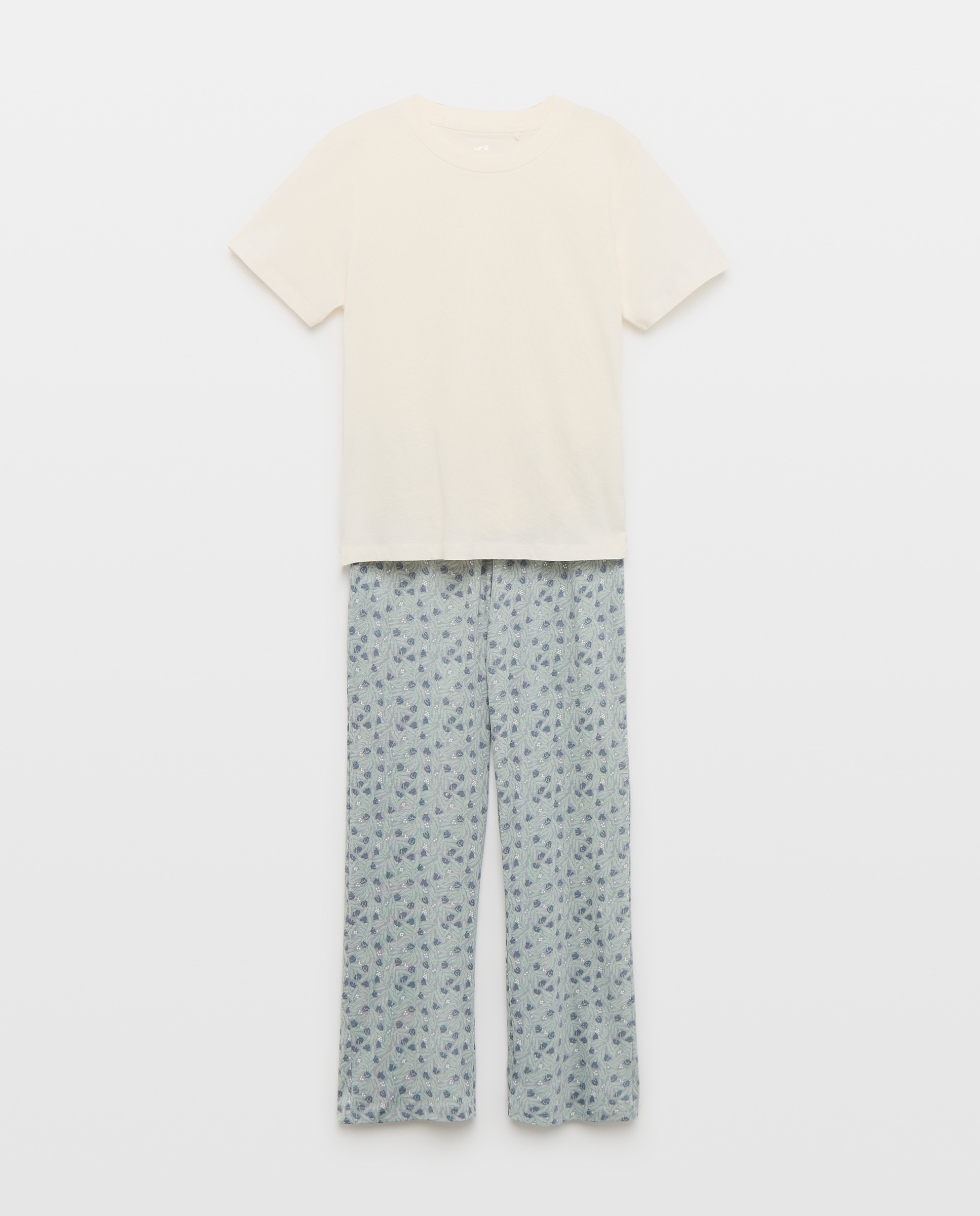 Pijama mujer algodón estampado Blanco roto-1