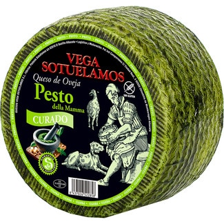 queso curado de oveja al pesto peso aproximado pieza 3,5 kg - Vega Sotuelamos
