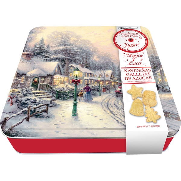 Christmas motif biscuits with music and lights tin 340 g