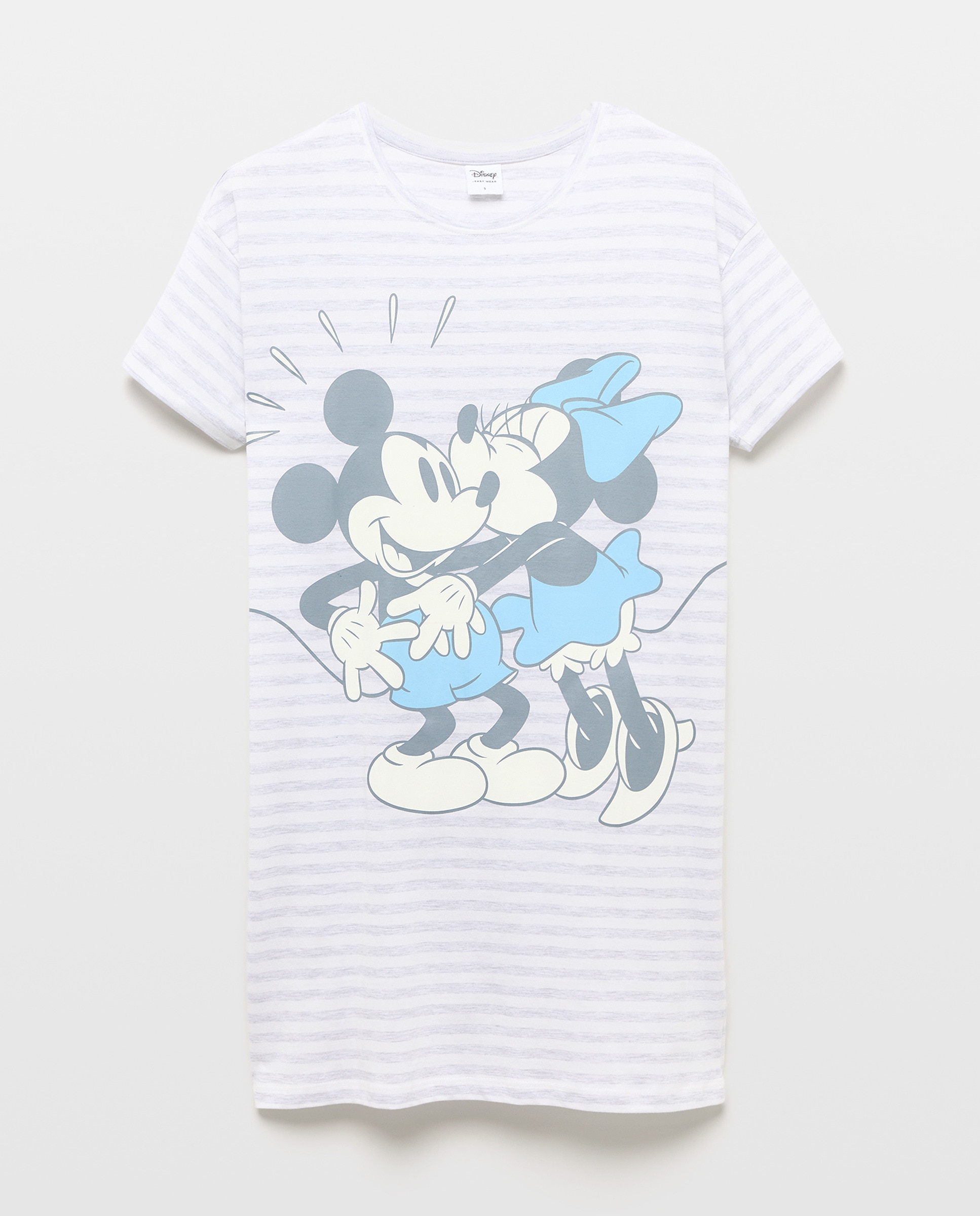 Camisa de Dormir Mickey e Minnie às Riscas Branco-marfim-4