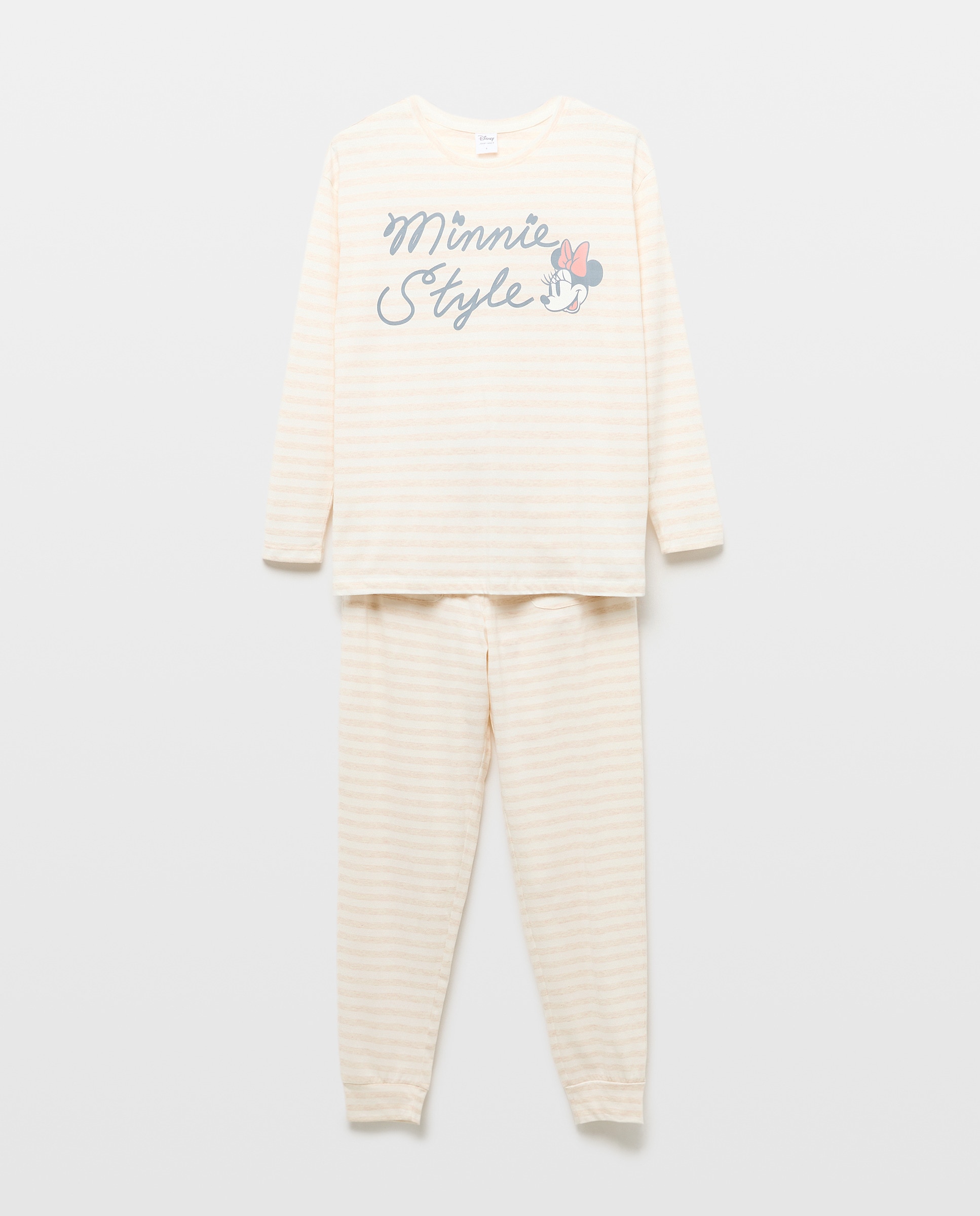 Pijama Completo Minnie às Riscas 710 Bege-4