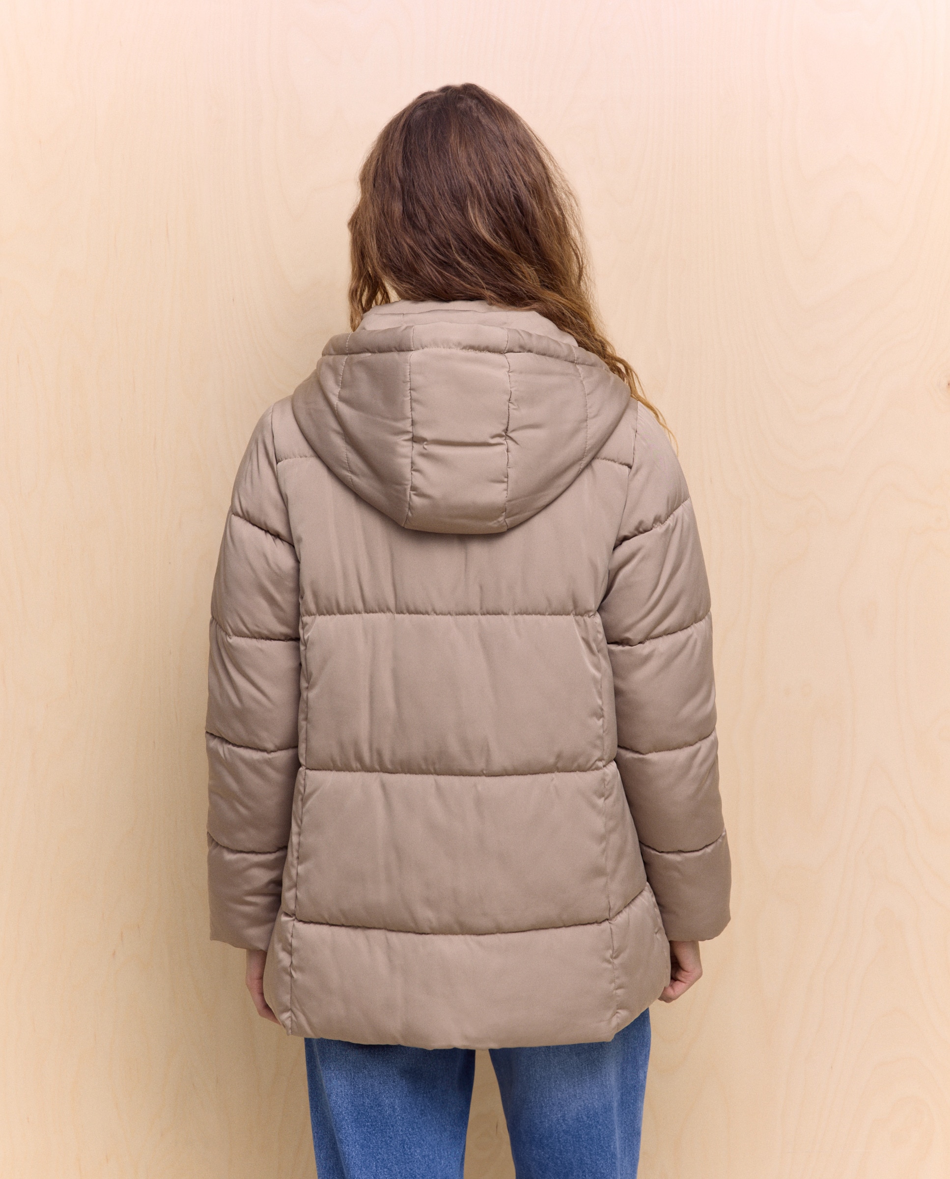 Casaco Acolchoado com Efeito de Peça Dupla 510 Verde Claro-4