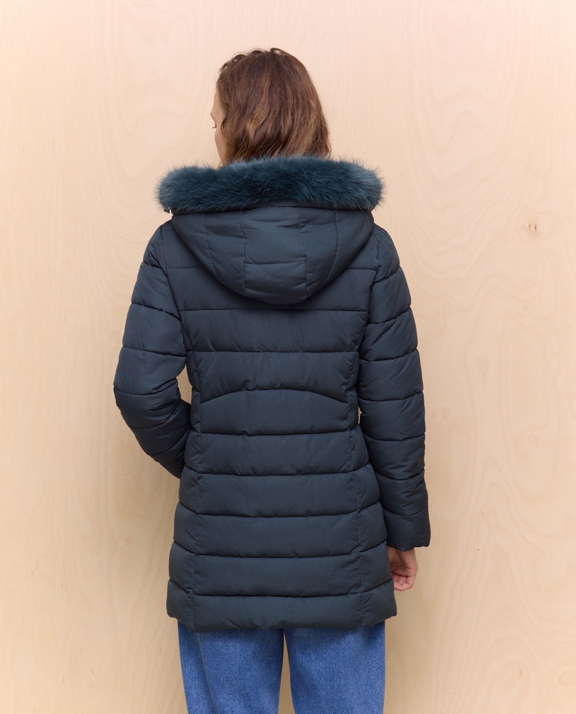 Sobretudo Acolchoado com Capuz Forrado 530 Verde Escuro-3