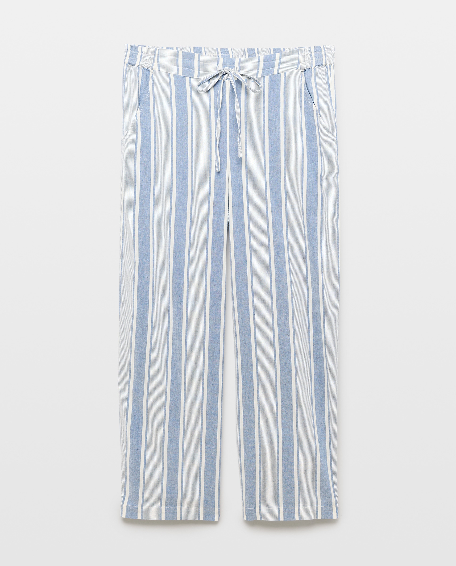 Calças de Pijama às Riscas Azul-4