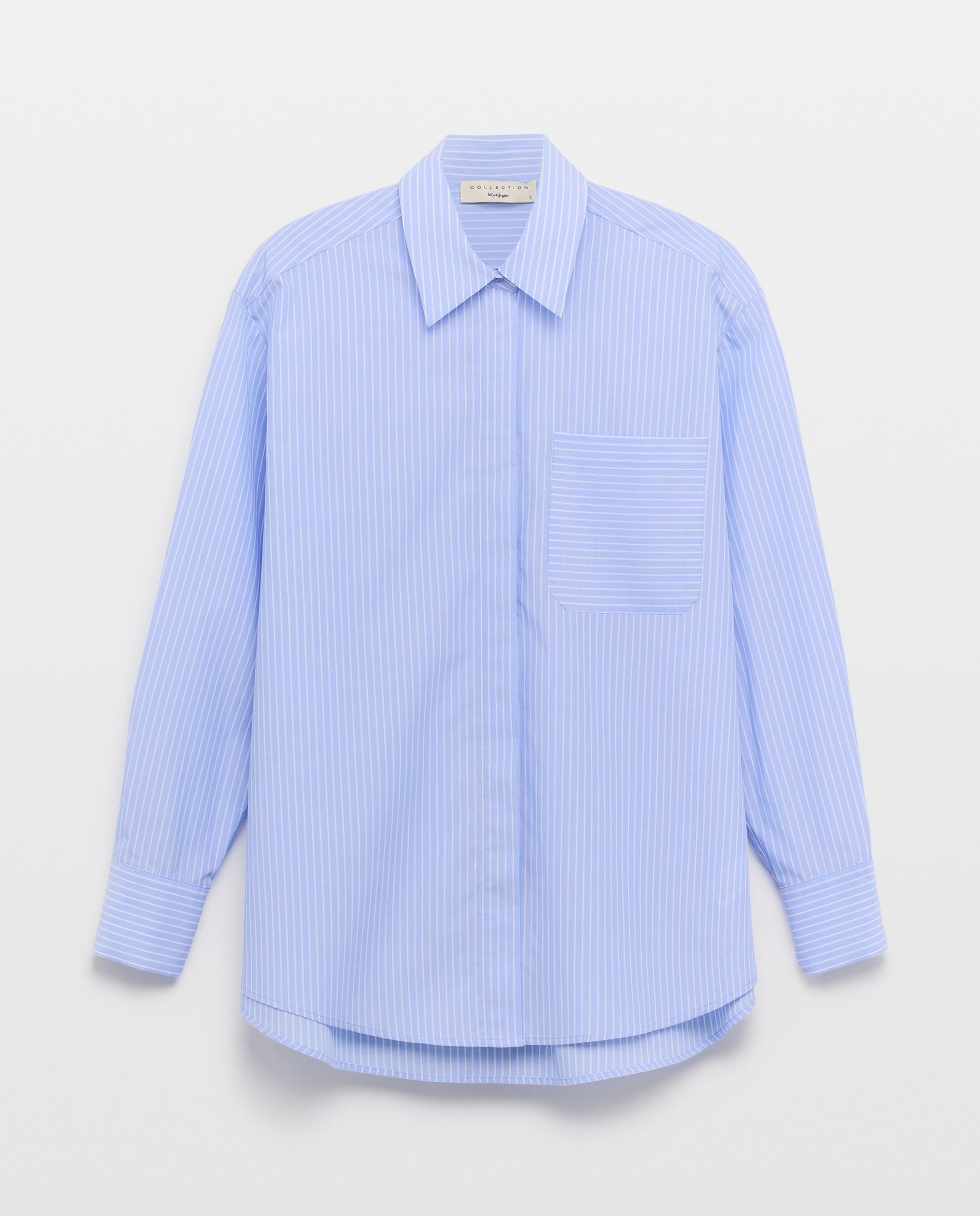 Blusa Oversize de Popelina às Riscas Branco-4