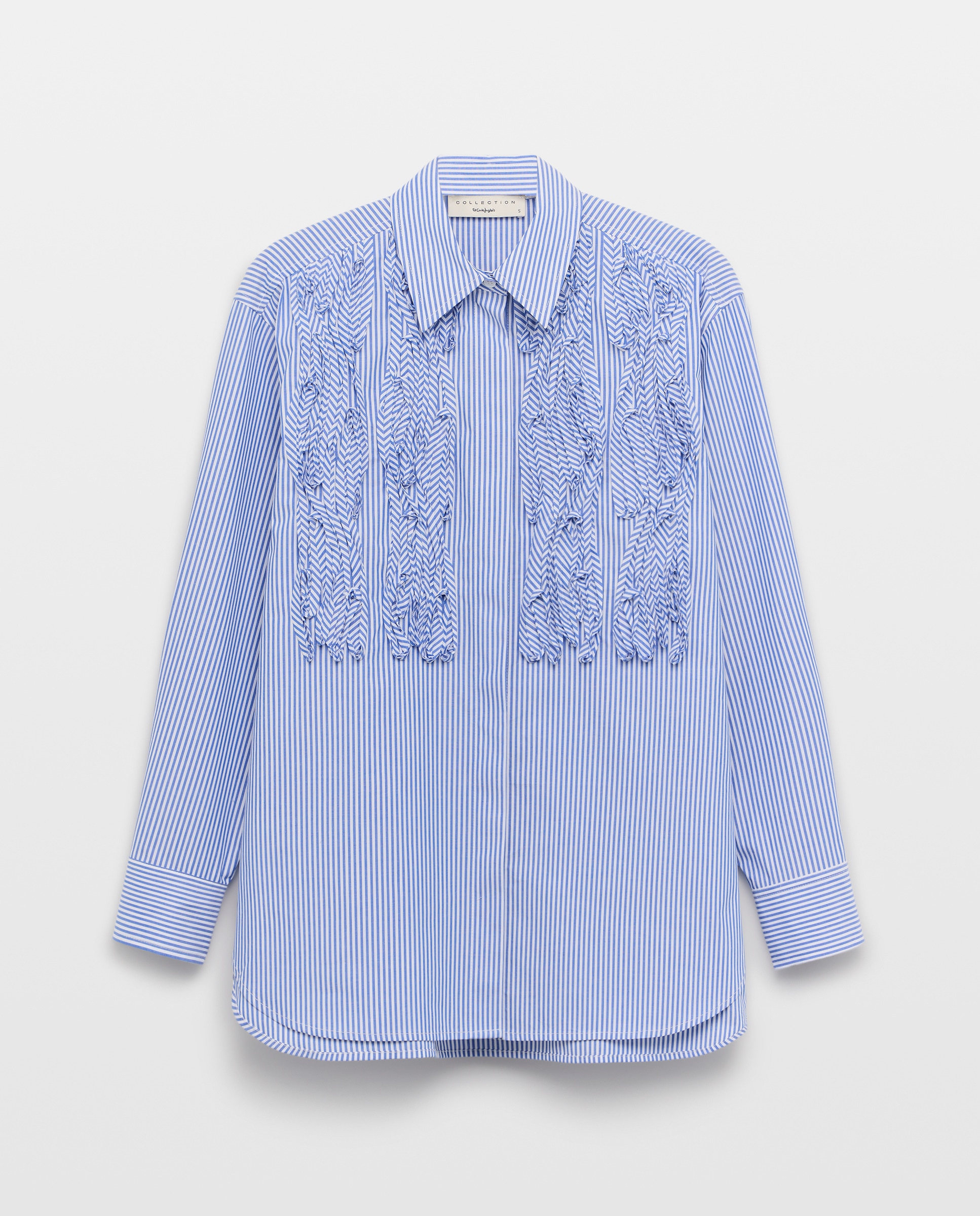 Blusa de Popelina com Manga Comprida Azul-4