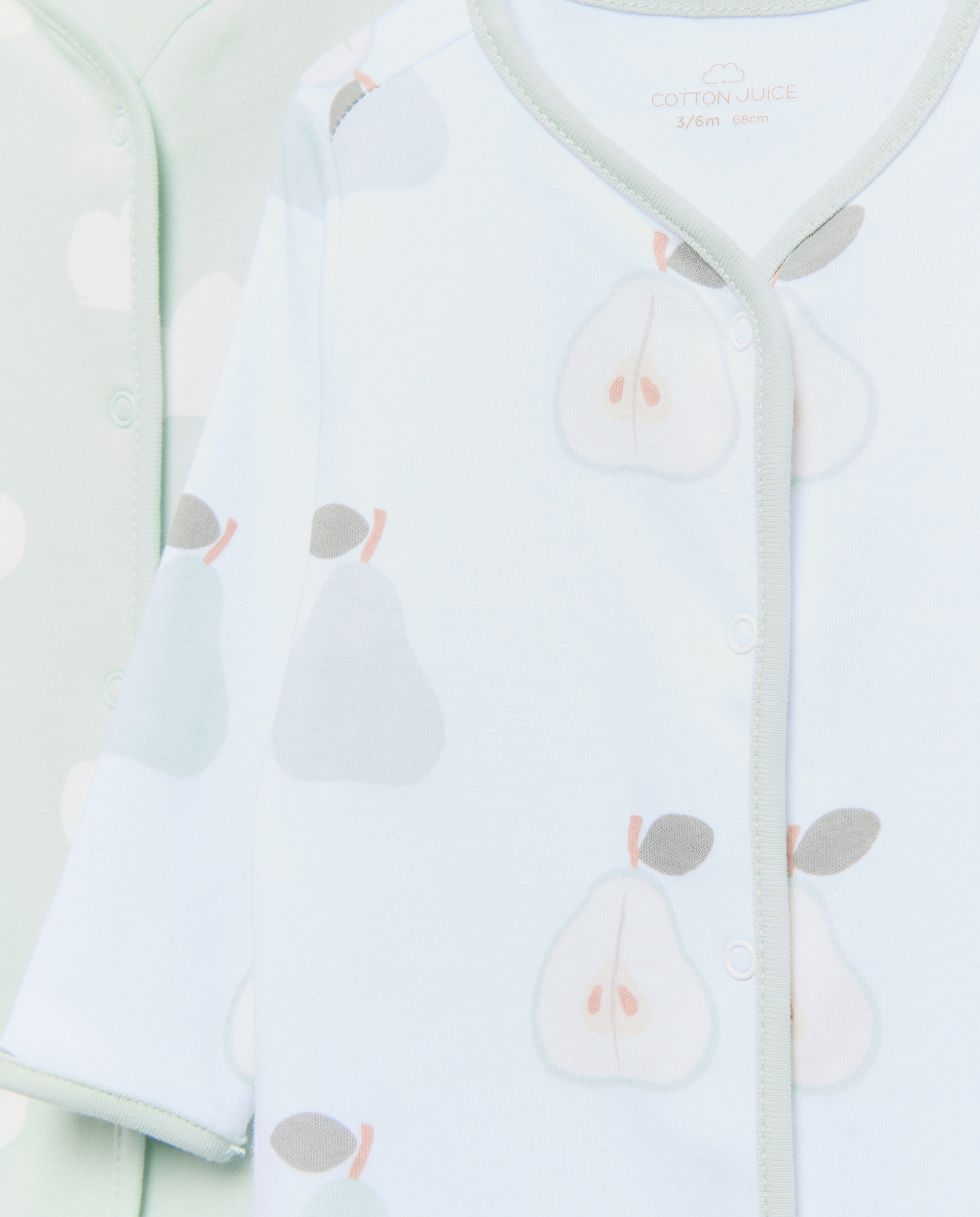 Pack de 2 Babygrows Compridos de Bebé com Estampado de Fantasia Cotton Juice Branco-3