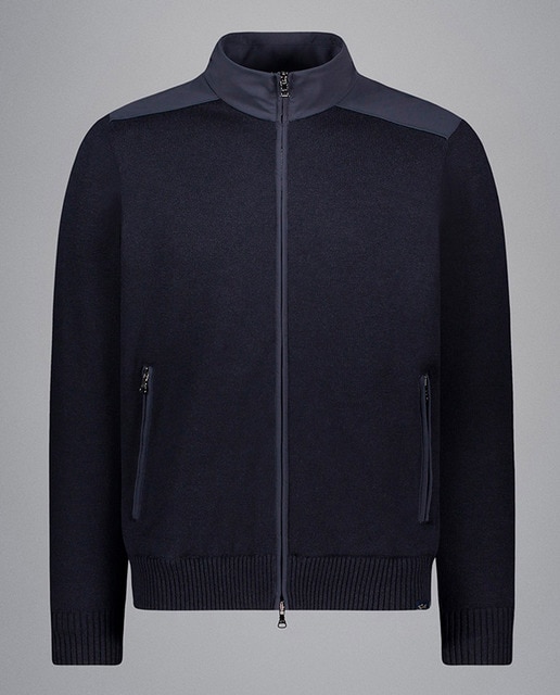 Imagen 0 de Cárdigan de hombre punto cremallera hombros contrastes 2 bolsillos cremallera tallas grandes