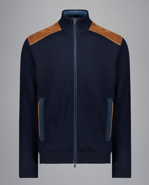 Imagen 0 de Cárdigan de hombre cremallera hombros pana contraste tallas grandes