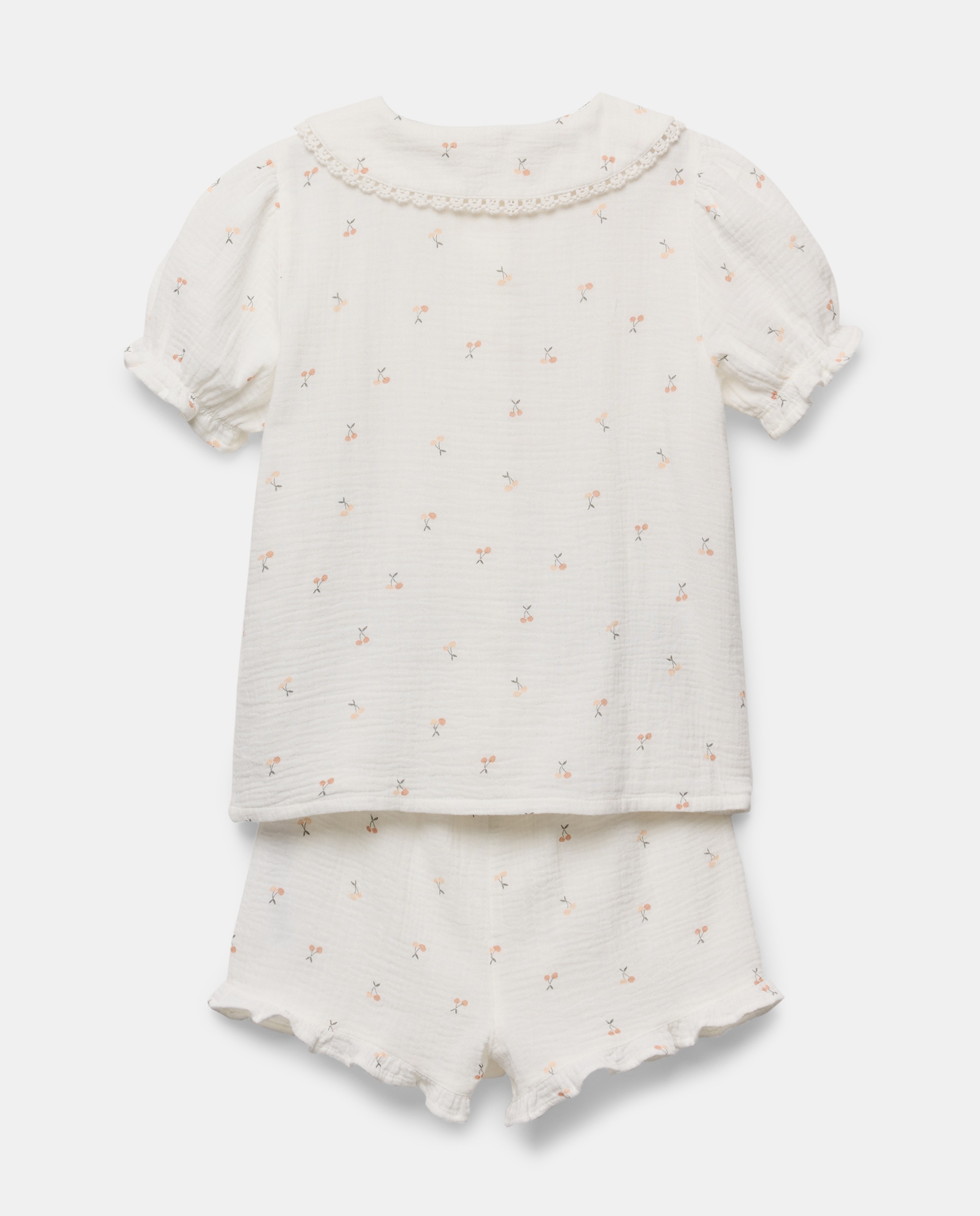 Pijama de niña corto de gasa estampado Blanco roto-2