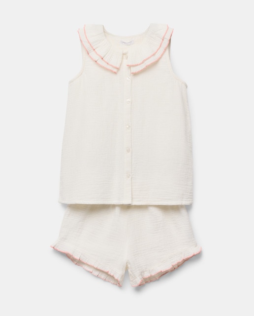 Imagen 0 de Pijama de niña de gasa corto cuello doble