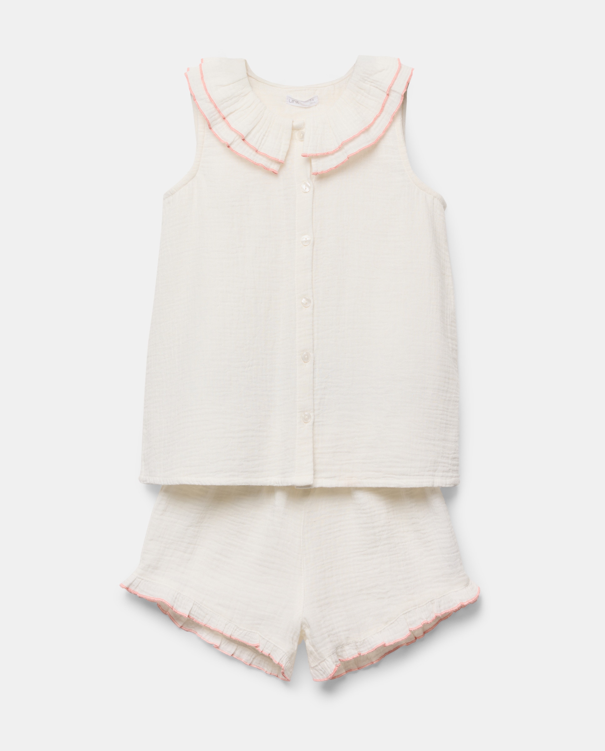 Imagen 0 de Pijama de niña de gasa corto cuello doble
