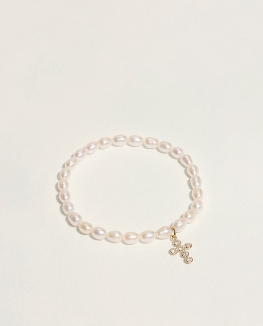 Imagen 0 de Pulsera de perlas y cruz de oro El Corte Inglés