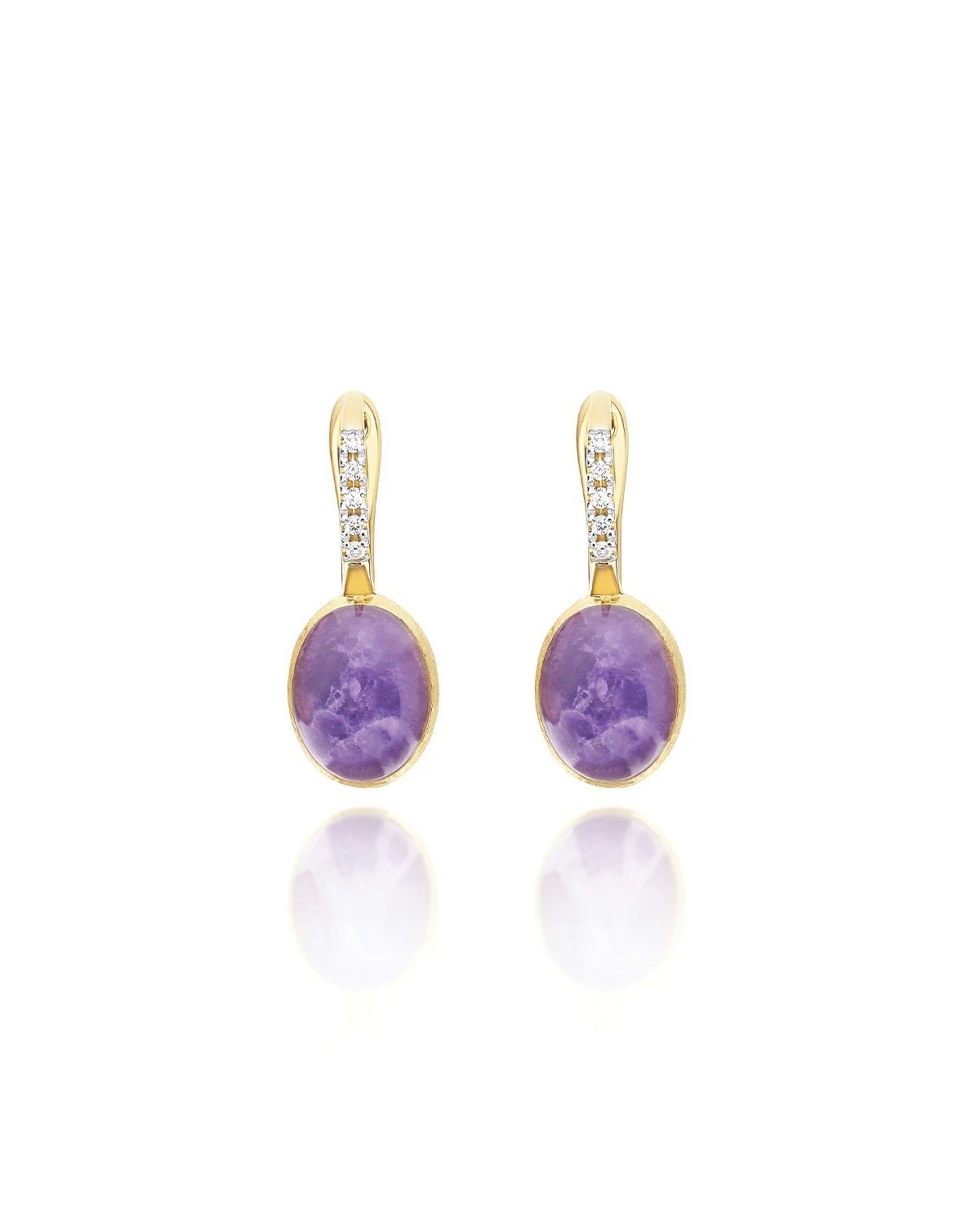 Imagem 0 de Brincos "Boules" Violetta Ciliegine em Ouro, Diamantes, Lepidolite e Madrepérola (small)