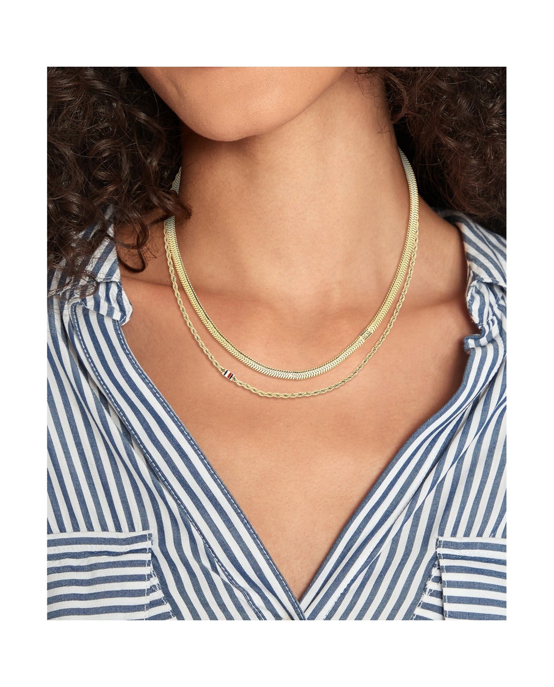 Colar Duplo Aço Dourado 2