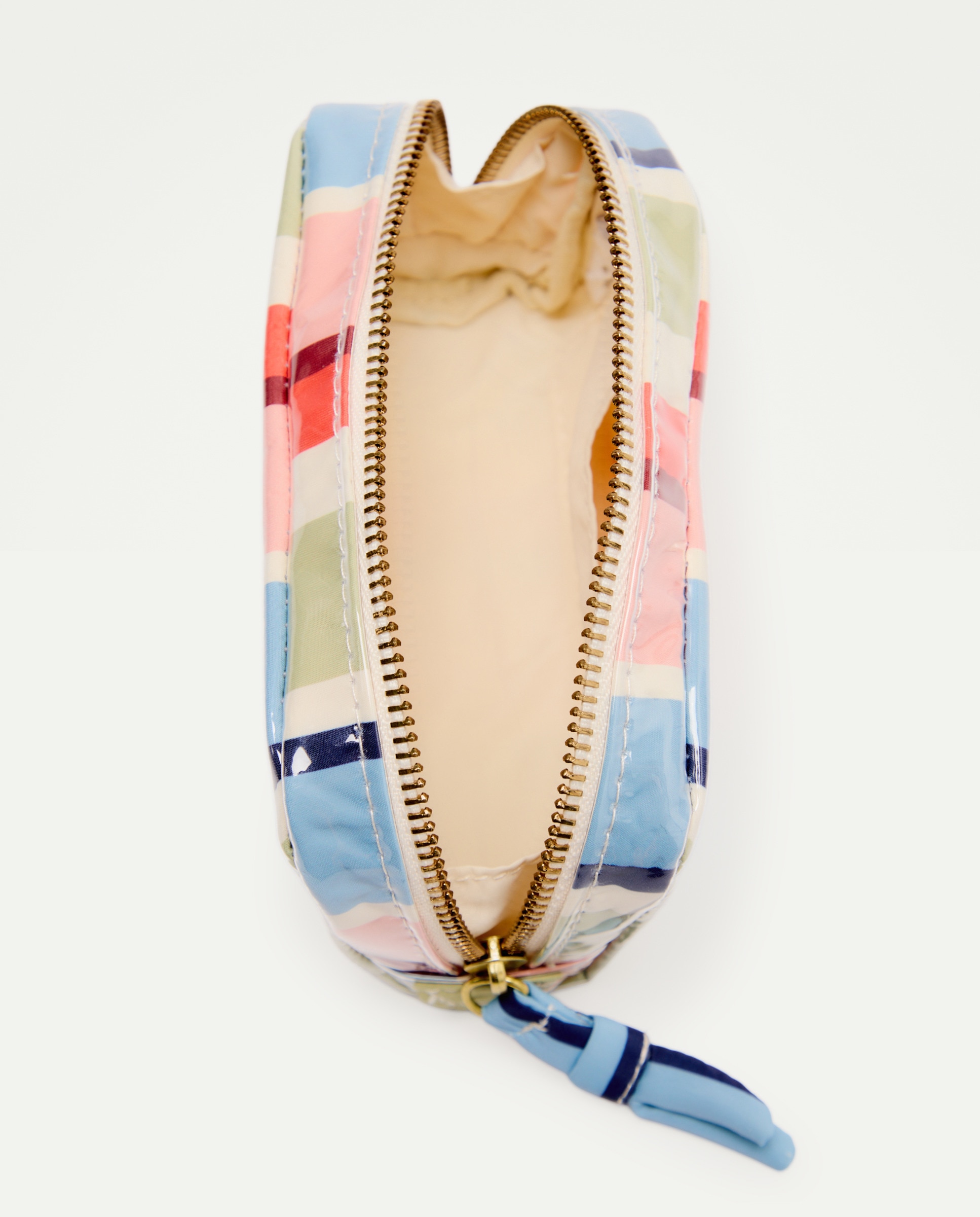 Nécessaire Pequeno com Estampado às Riscas Rosa-3