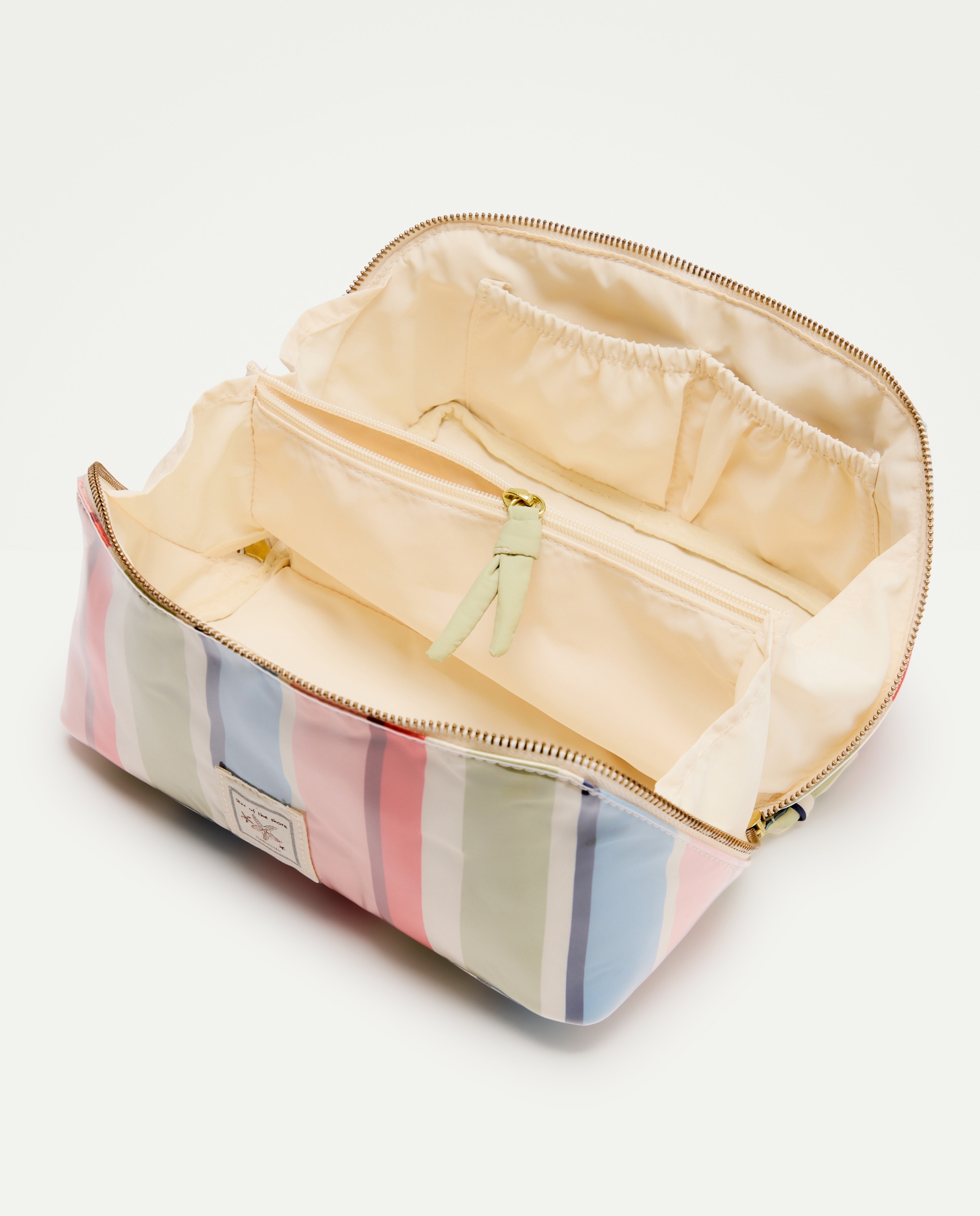 Nécessaire de Maquilhagem com Estampado às Riscas Rosa-3