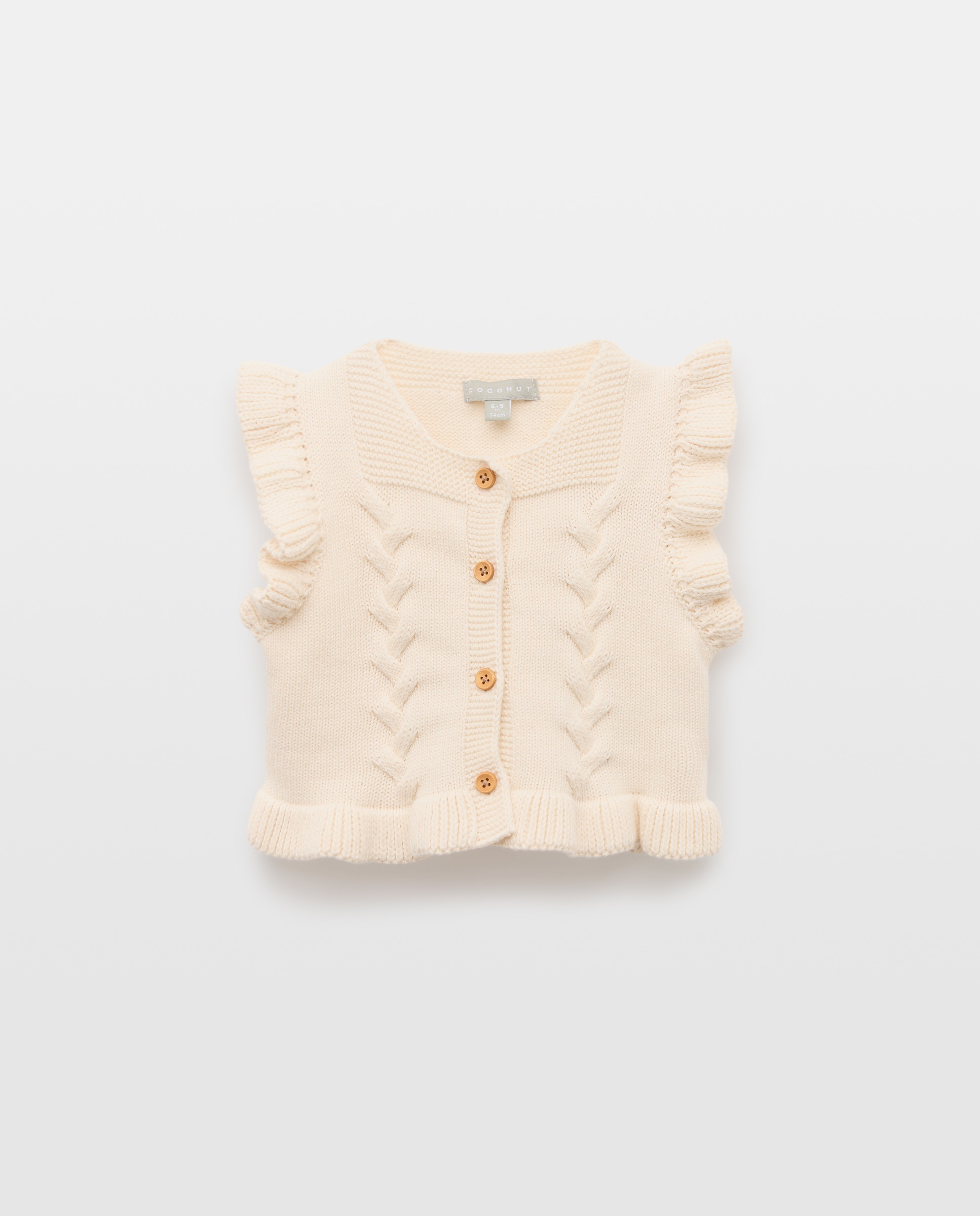 Imagem 0 de Colete de Bebé com Abertura à Frente, Fantasia de Malha do Cabo à Frente e Folho