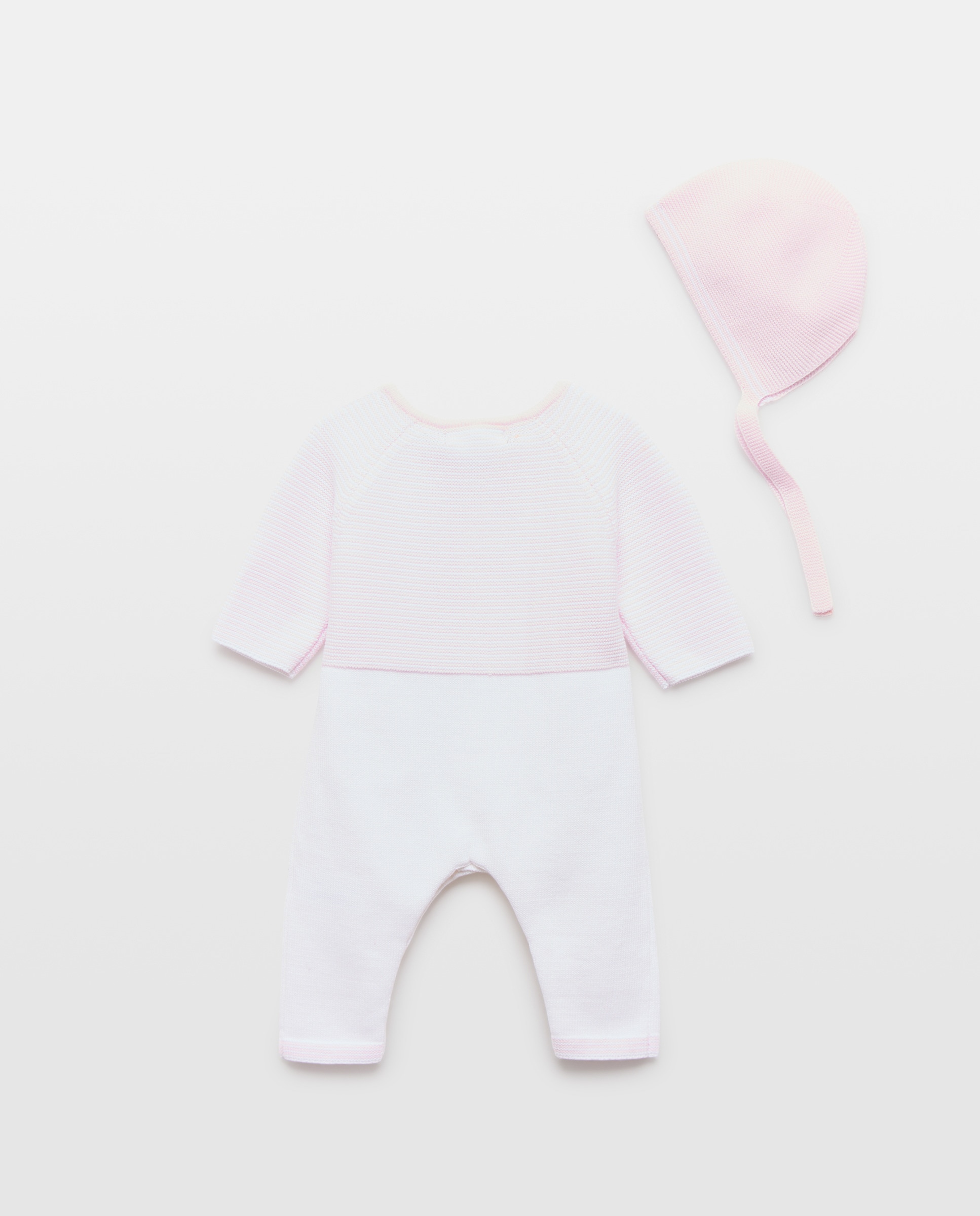 Conjunto de 2 Peças de Tricot de Bebé com Manga Comprida: Babygrow de Fantasia com Bolso e Touca Coconut El Corte Inglés Rosa-2