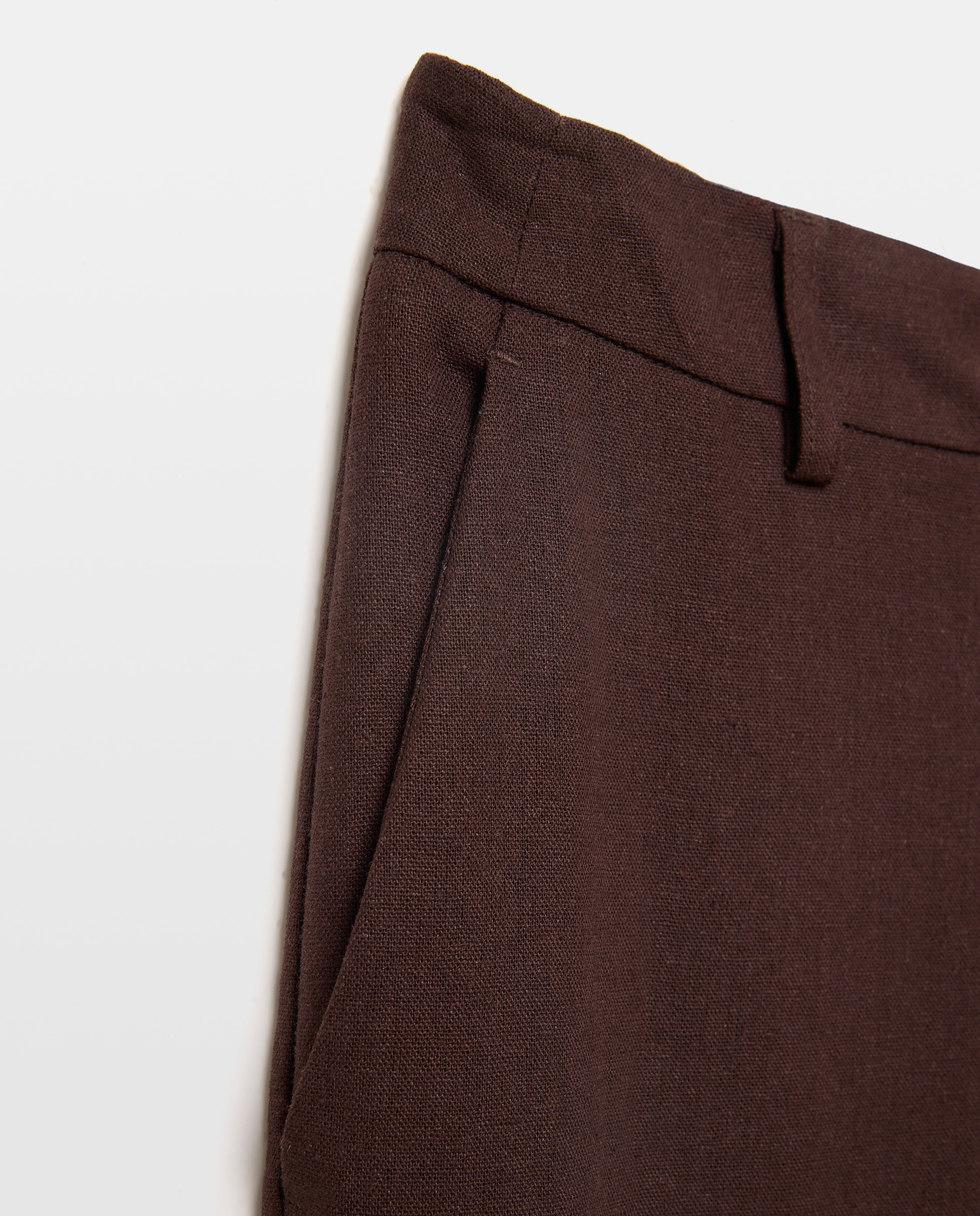 Calças pelo Tornozelo de Linho Chocolate-5