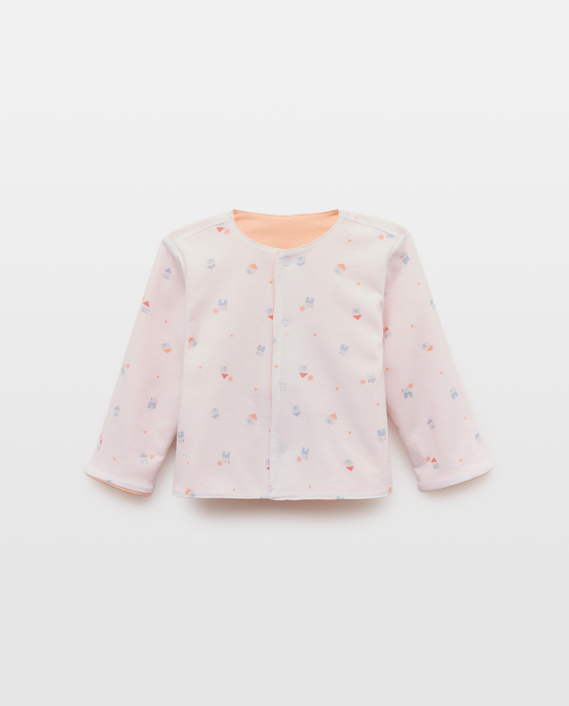 Casaco Reversível de Bebé com Estampado de Casas Vermelho-3