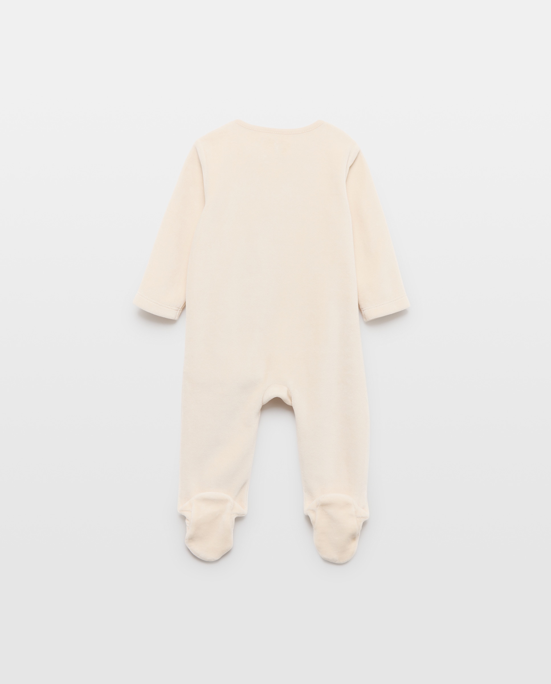 Babygrow Comprido de Velour de Recém-Nascido com Estampado de Sois Cotton Juice Camel-2