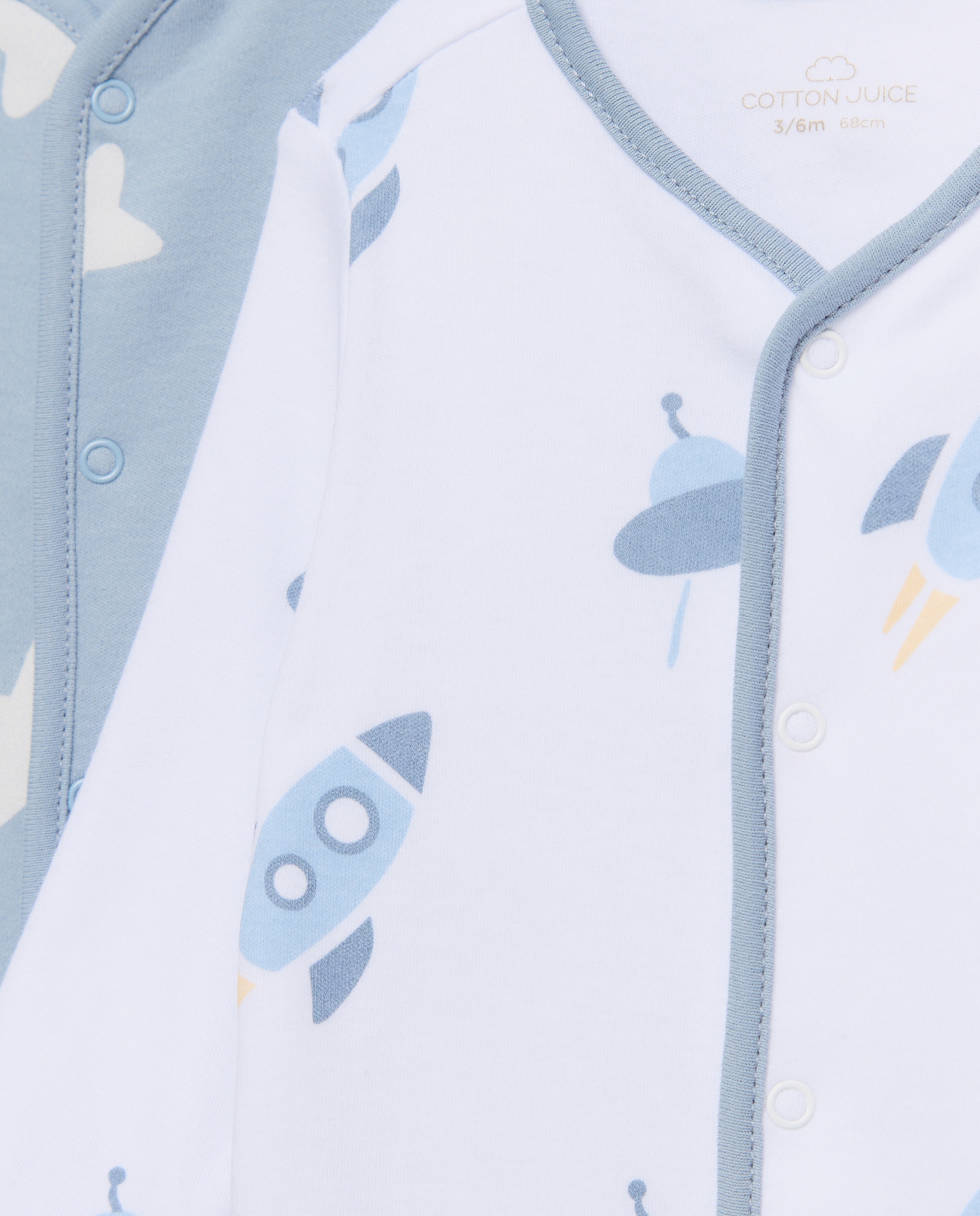 Pack de 2 Babygrows Compridos de Bebé com Estampado de Fantasia Cotton Juice Branco-3