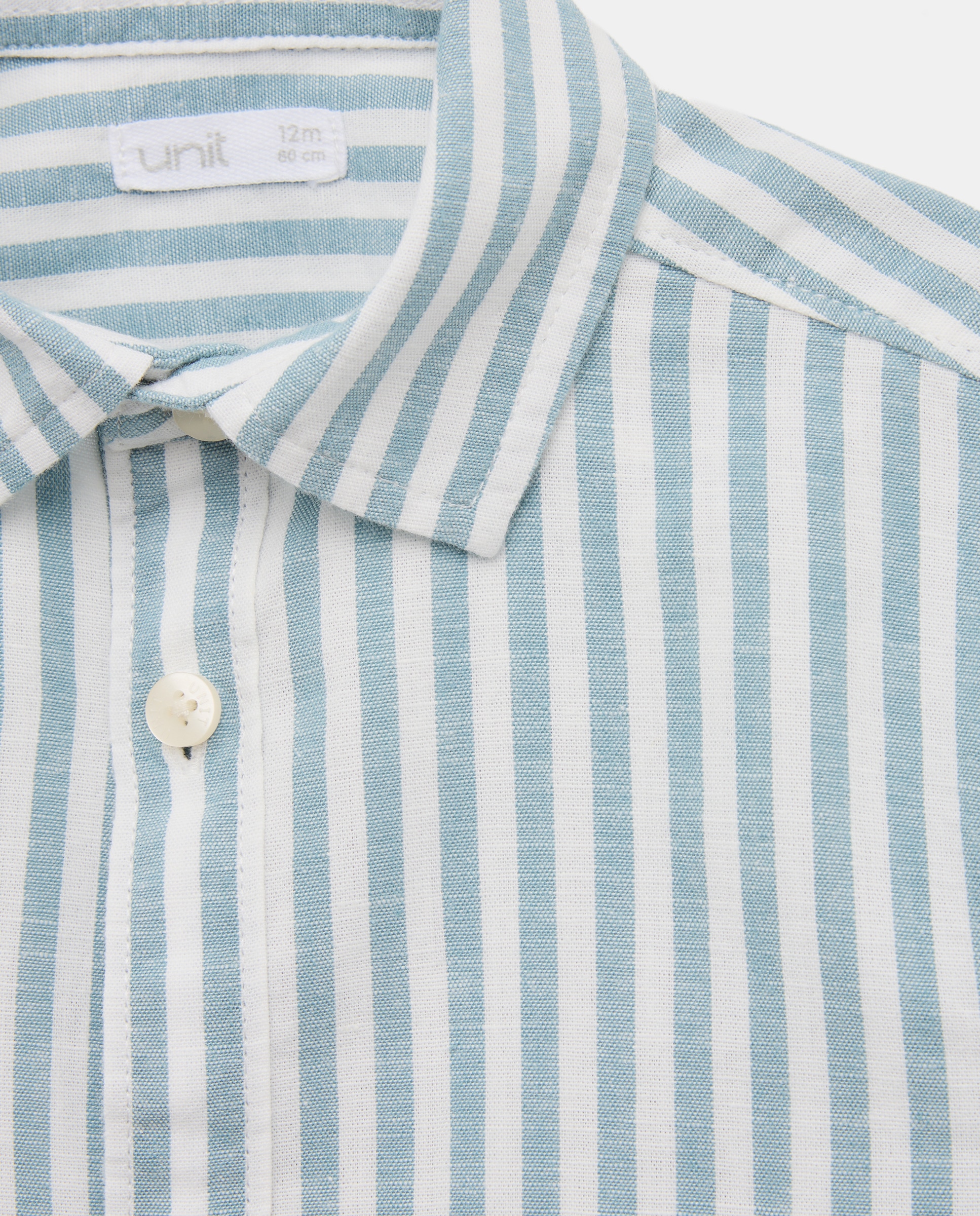 Camisa de bebé algodón-lino rayas Verde-3