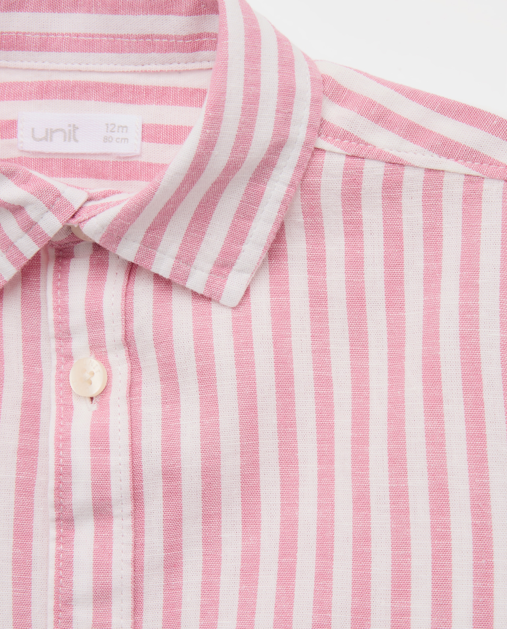 Camisa de bebé algodón-lino rayas 230 Rosa oscuro-3