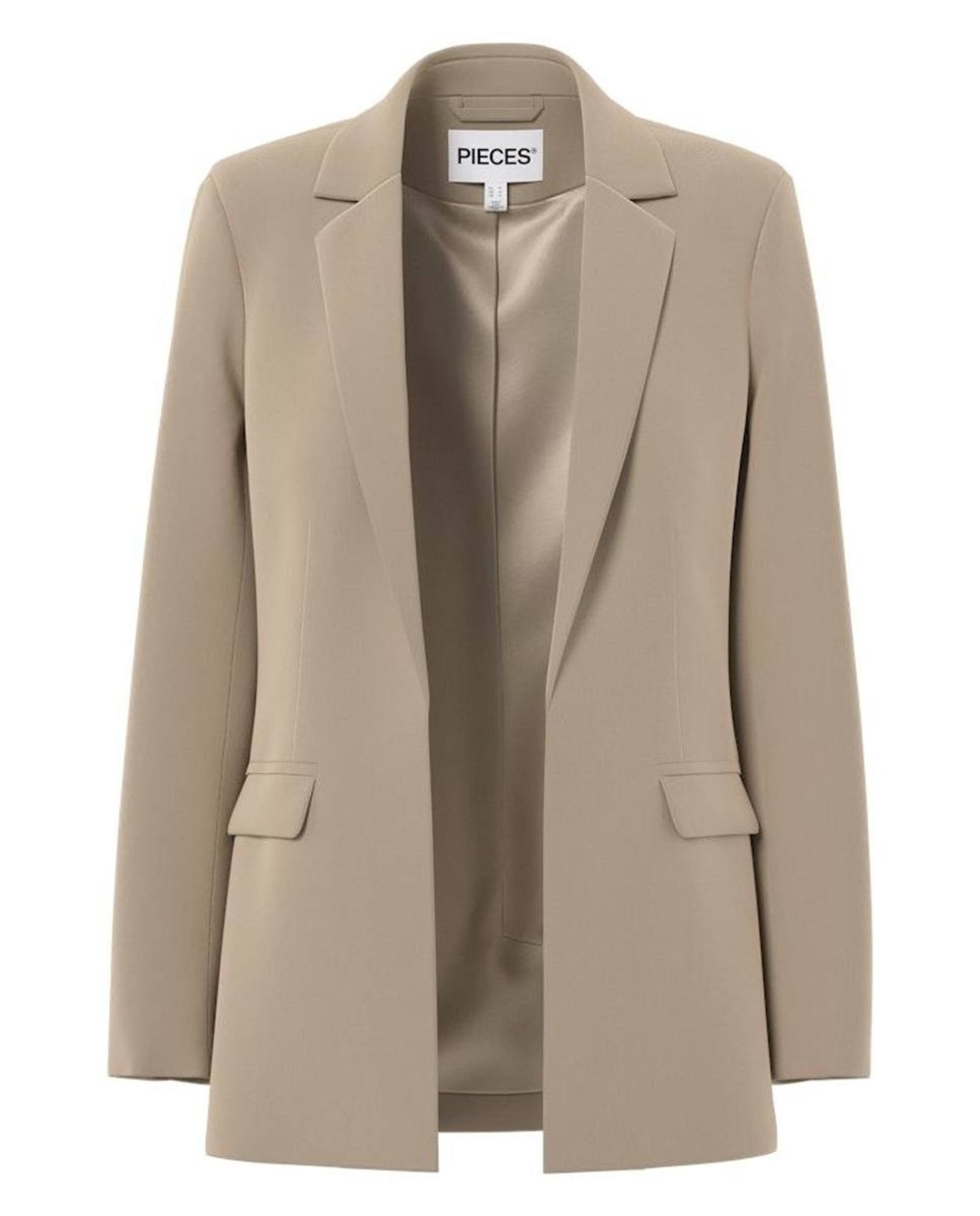 Blazer de mujer con solapas y bolsillos - Pieces - Gris oscuro Beige-6