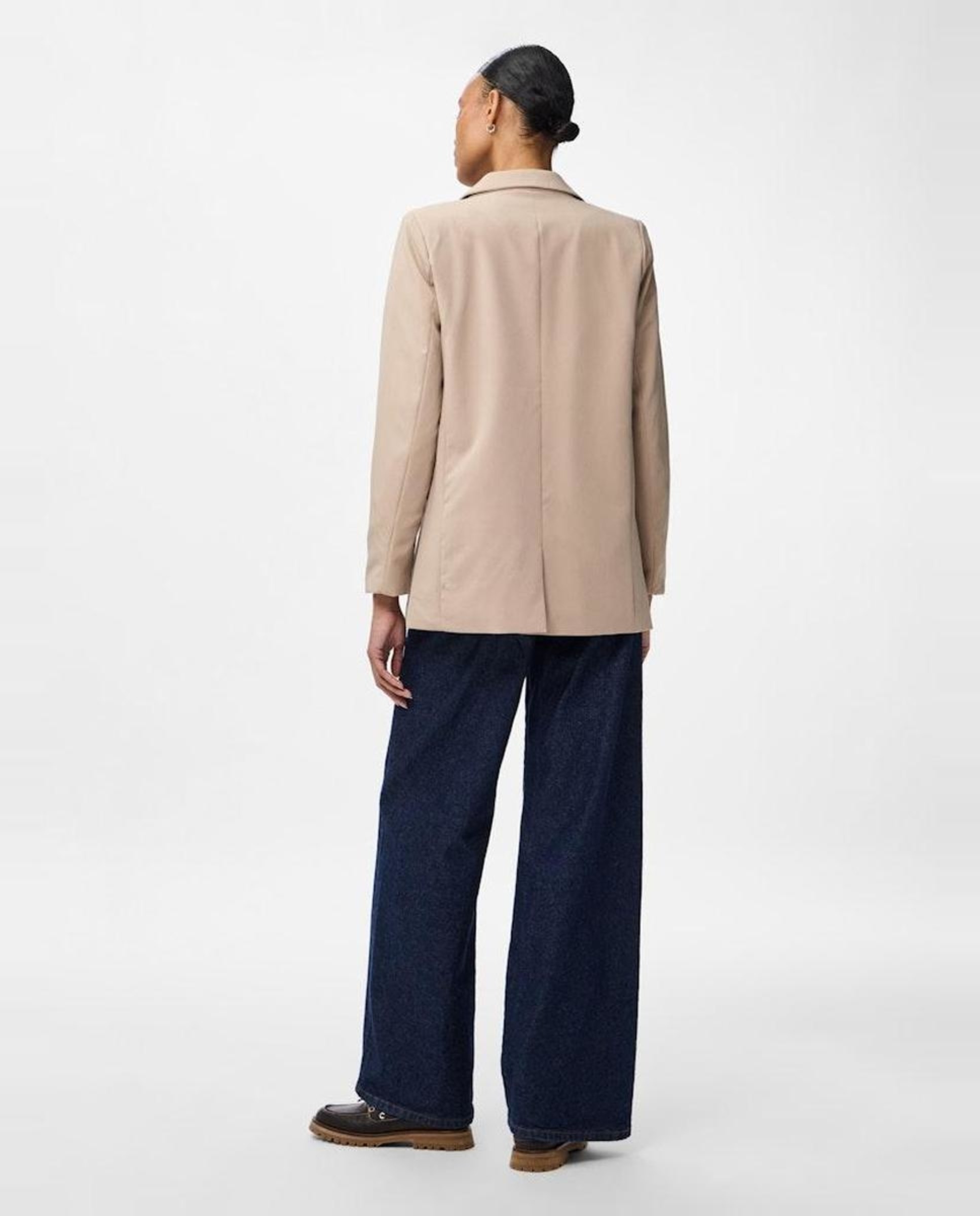 Blazer de mujer con solapas y bolsillos - Pieces - Gris oscuro Beige-3